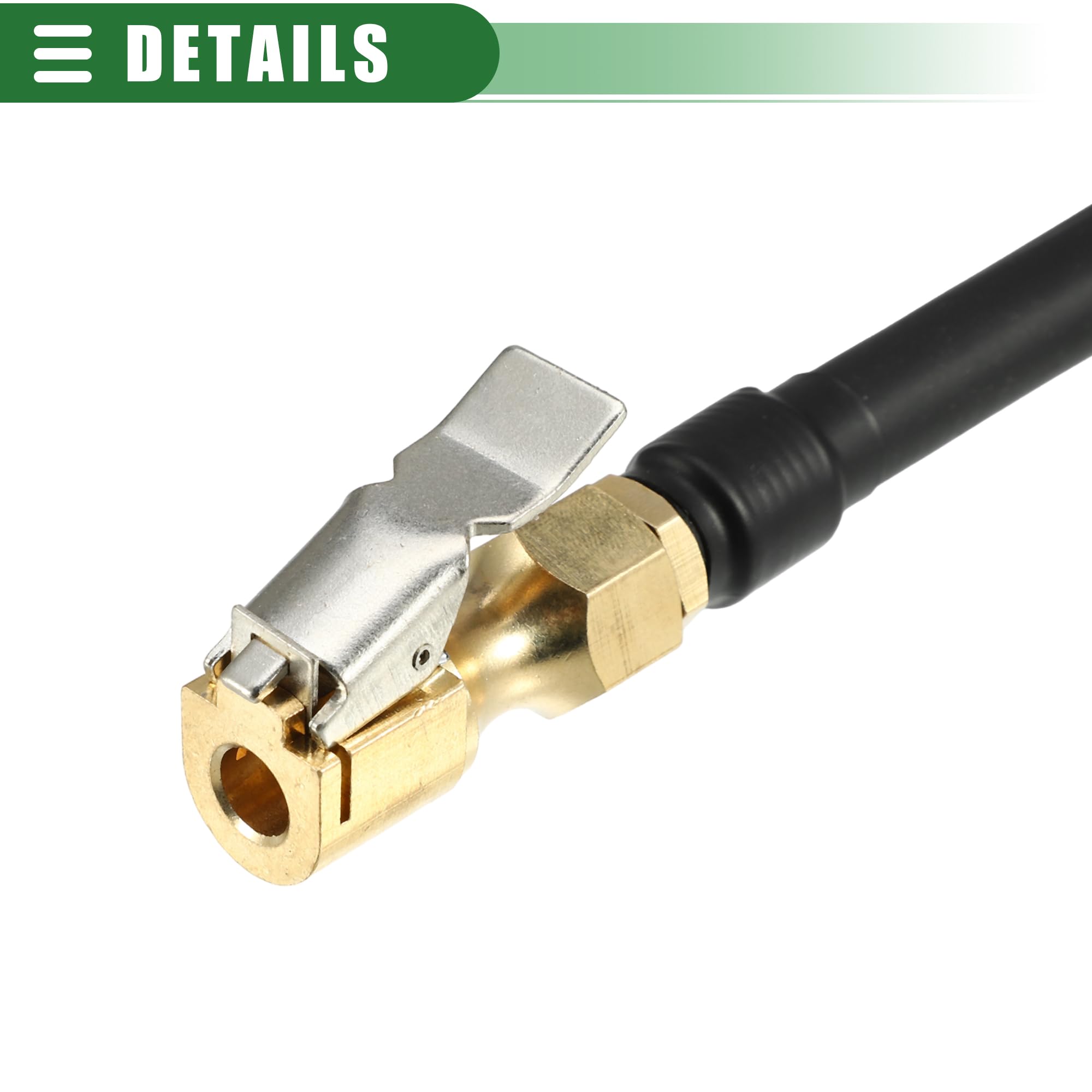 Motoforti Uniwersalny adapter do pompki powietrza, adapter do wentylu opony z blokadą powietrza, długość węża 70 cm, zamknięty, guma ze stali miedzianej, czarny