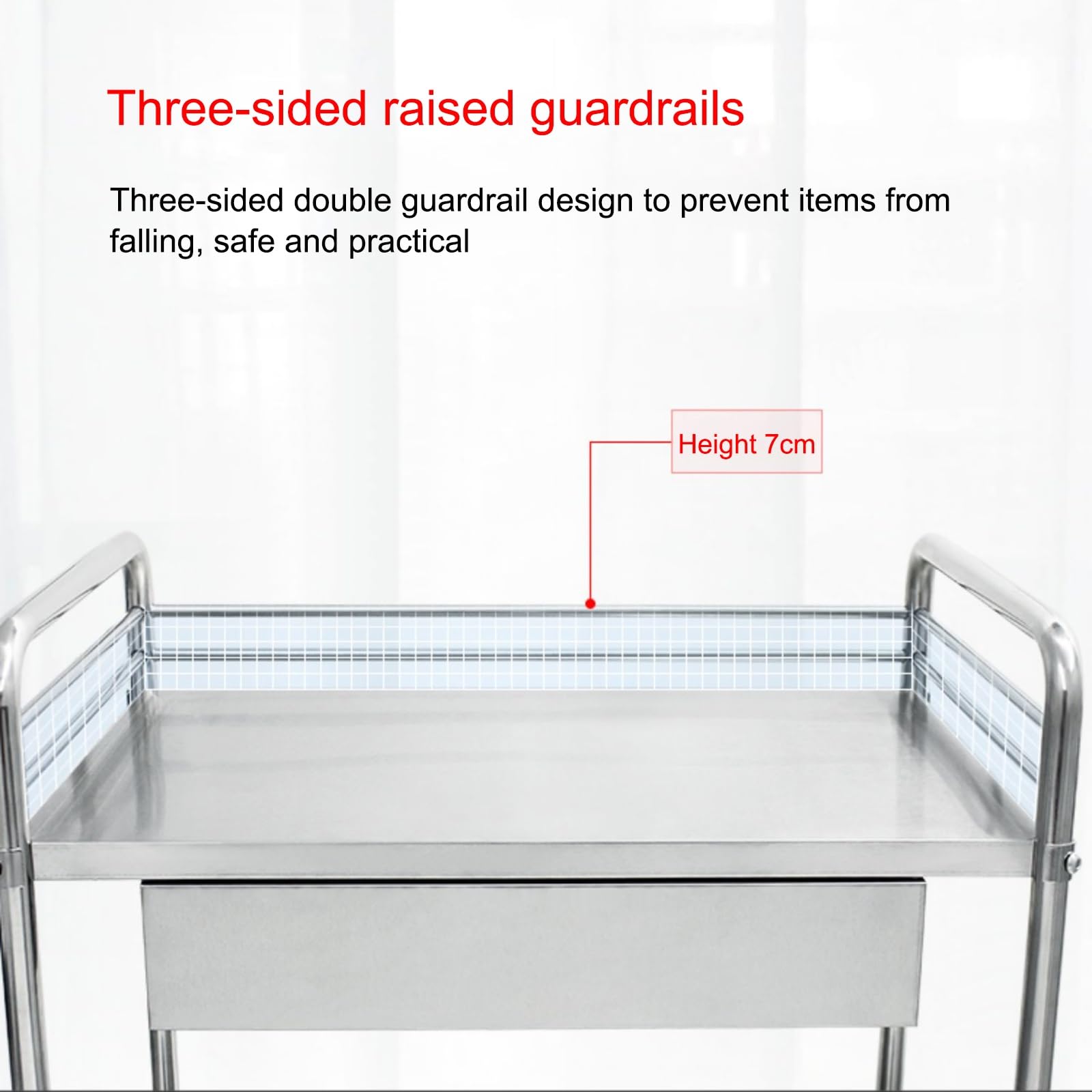 Heavy Du Mcal Utili - Carrito de acero inoxidable de 3 niveles con ruedas giratorias de 360°, ideal para hospitales y clínicas dentales (61 x 41 cm)
