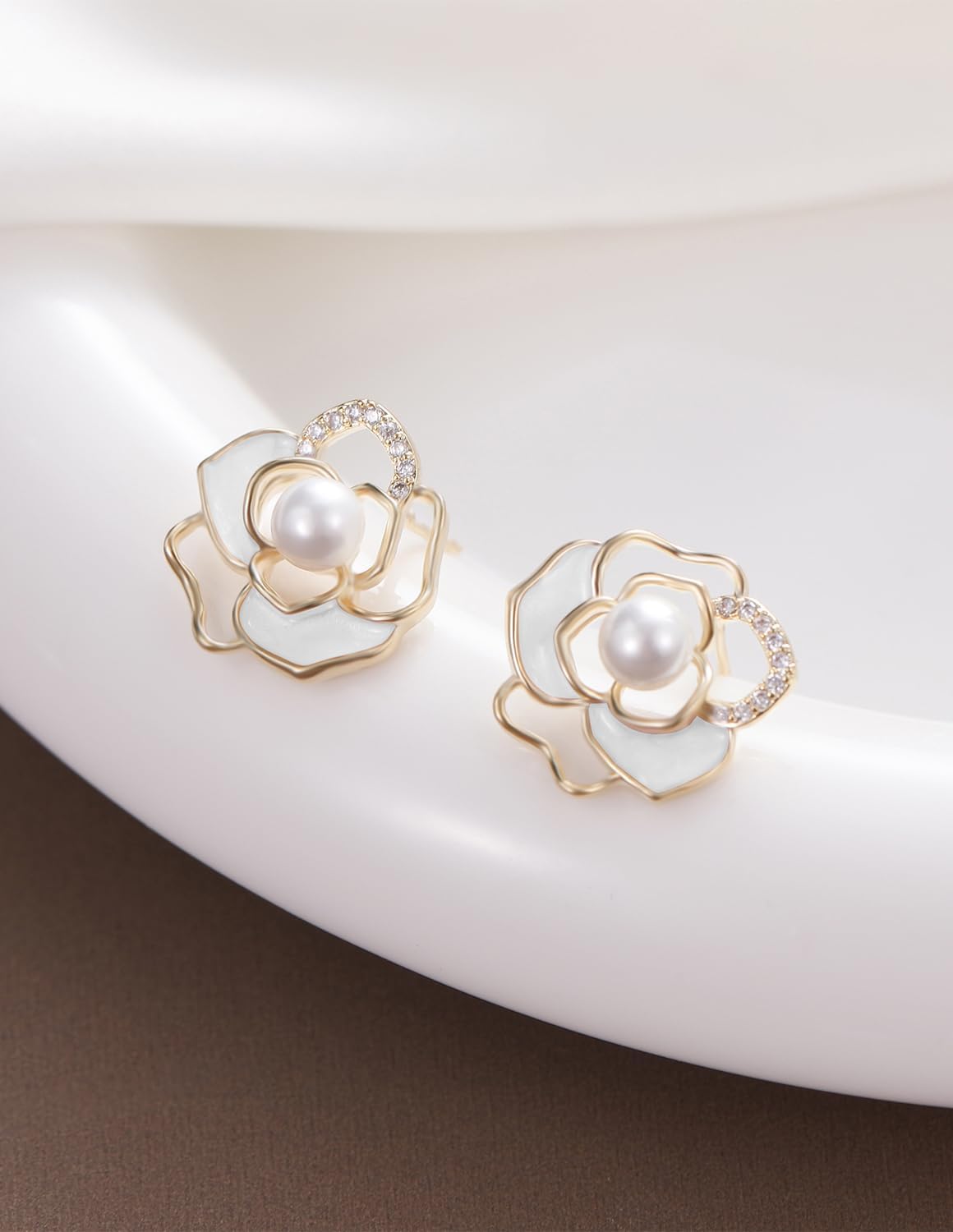 14K Gold Plated Flower Stud Earrings for Women Jewelry - Image 4
