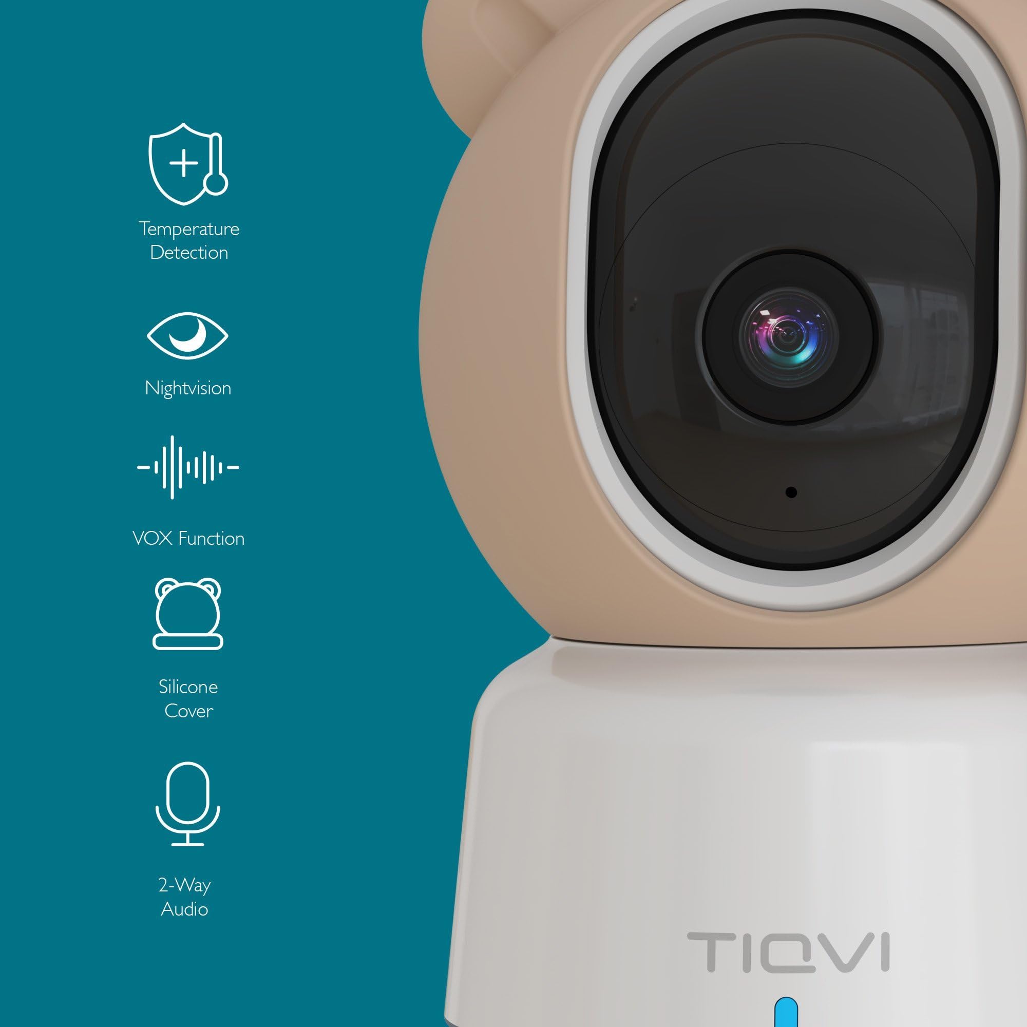 Inteligentna niania z monitorem, kamerą i aplikacją, 1080P, WiFi i Calex Smart App, noktowizor, wykrywanie ruchu, 2-drożny dźwięk, monitorowanie temperatury