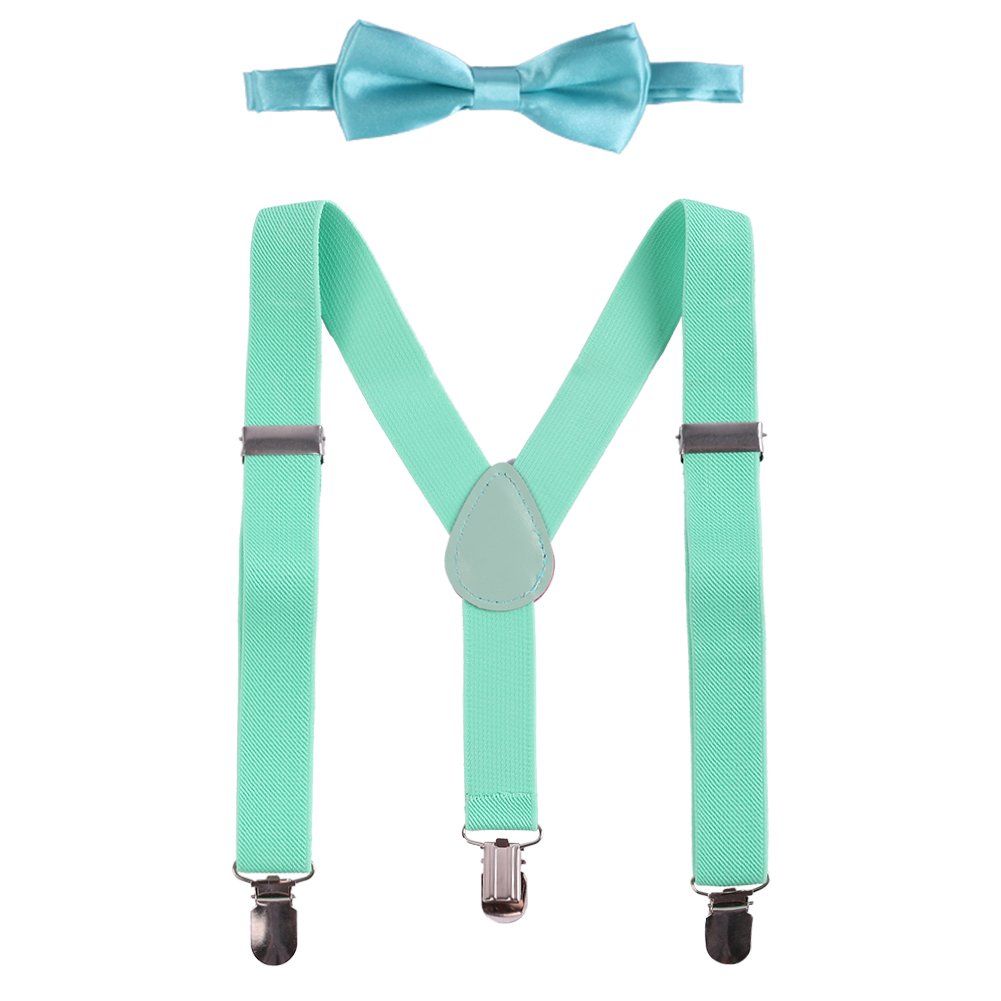 OBEEII Baby Boy Suspenders Bowtie Set Cake Smash Adjustable Braces Y Back with Clips Casual Formal