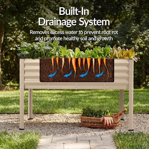Image of Best Choice Products 48x24x30in Galvanized Raised Garden Bed, Metal Elevated Planter Box, Vegetable Garden for Backyard, Patio, Balcony - Beige