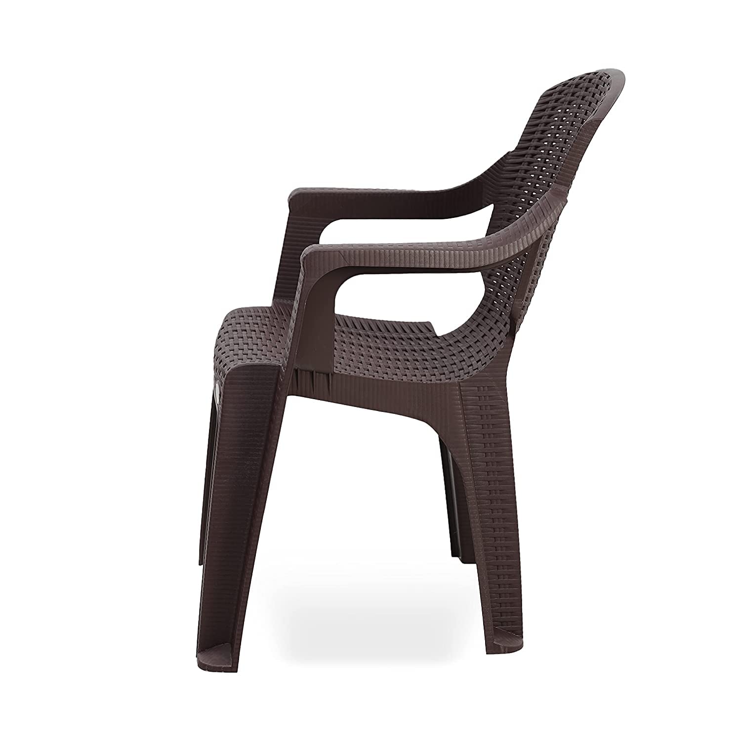 HomiQ Supreme Mark Designer Rattan Finish Designer Plastic Chair for Home, Garden, Indoor&Outdoor Plastic Use|Color: Globus Brown; Set of 2 Chair 1
