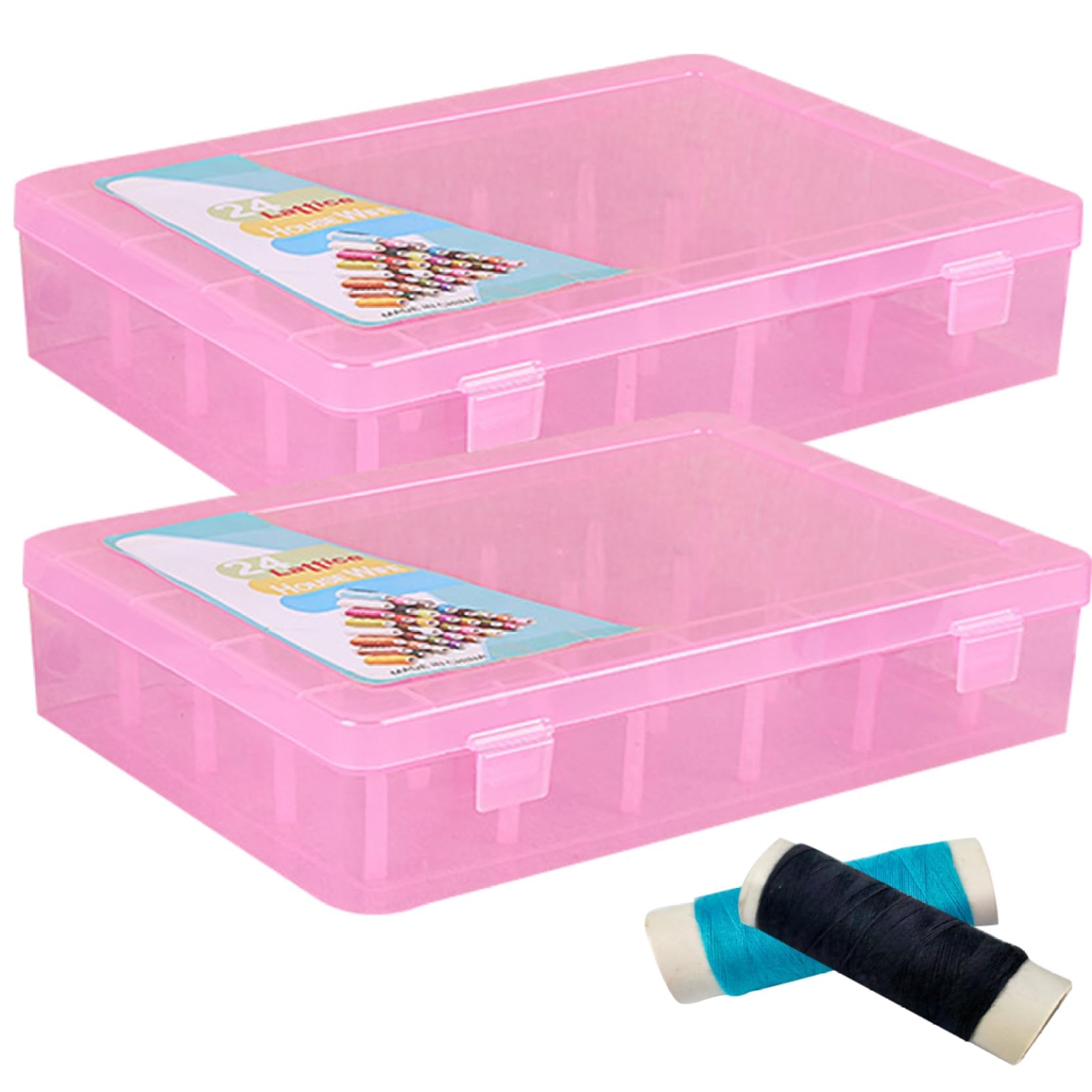 Organizzatore Bobine Filo Da Cucito - 2 Scatole Trasparenti Da 42 Posti | Impermeabile E Antipolvere - Foto 3