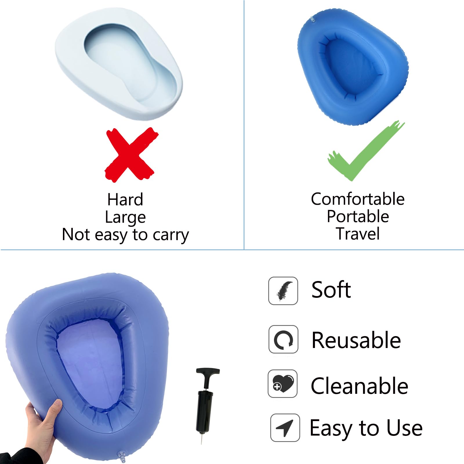 Inflatable Bedpan - Potty for Elderly & Disabled -3 Inflatable Bedpan - Potty for Elderly & Disabled -3