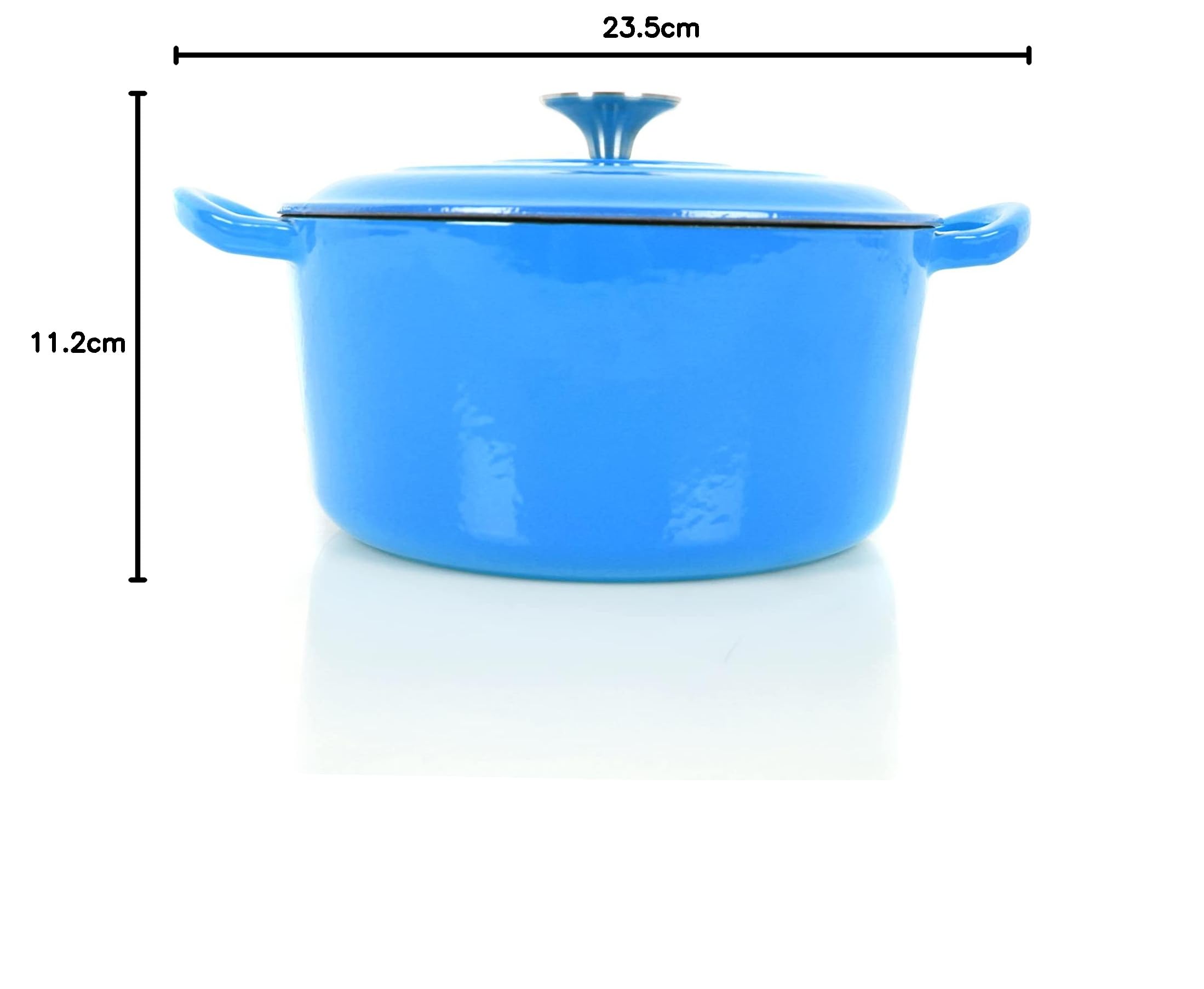 Echtwerk Cast Iron Dutch Pot with Enamel Coating, Cast Iron Pot, Roasting Dish with Lid, Bread Baking Pot Round, Suitable for Oven, Grill, BBQ and Induction, Light Blue, 3.5 L, Diameter 22.5 cm