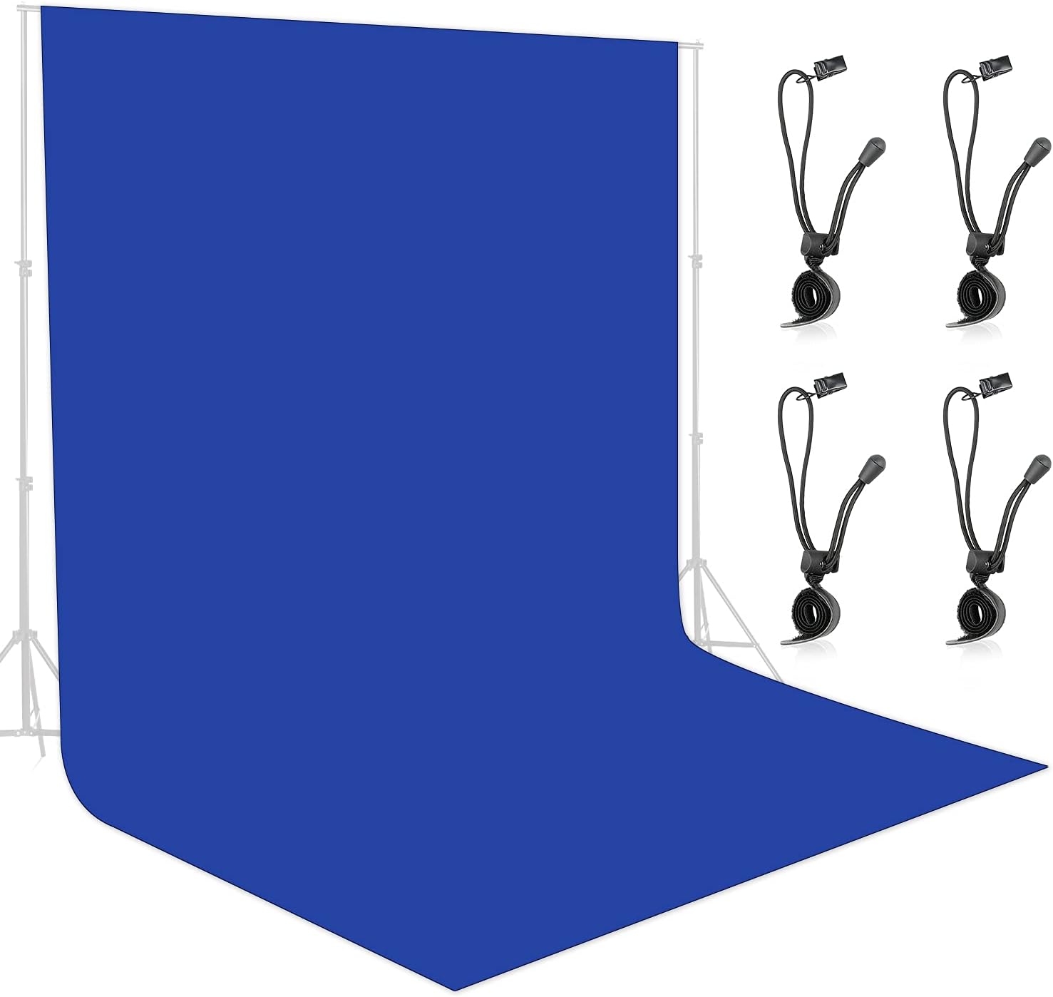 10x10 ft Blue Backdrop, Polyester Fabric Chromakey Background with 4 Backdrop Clips for Photography, Video Studio