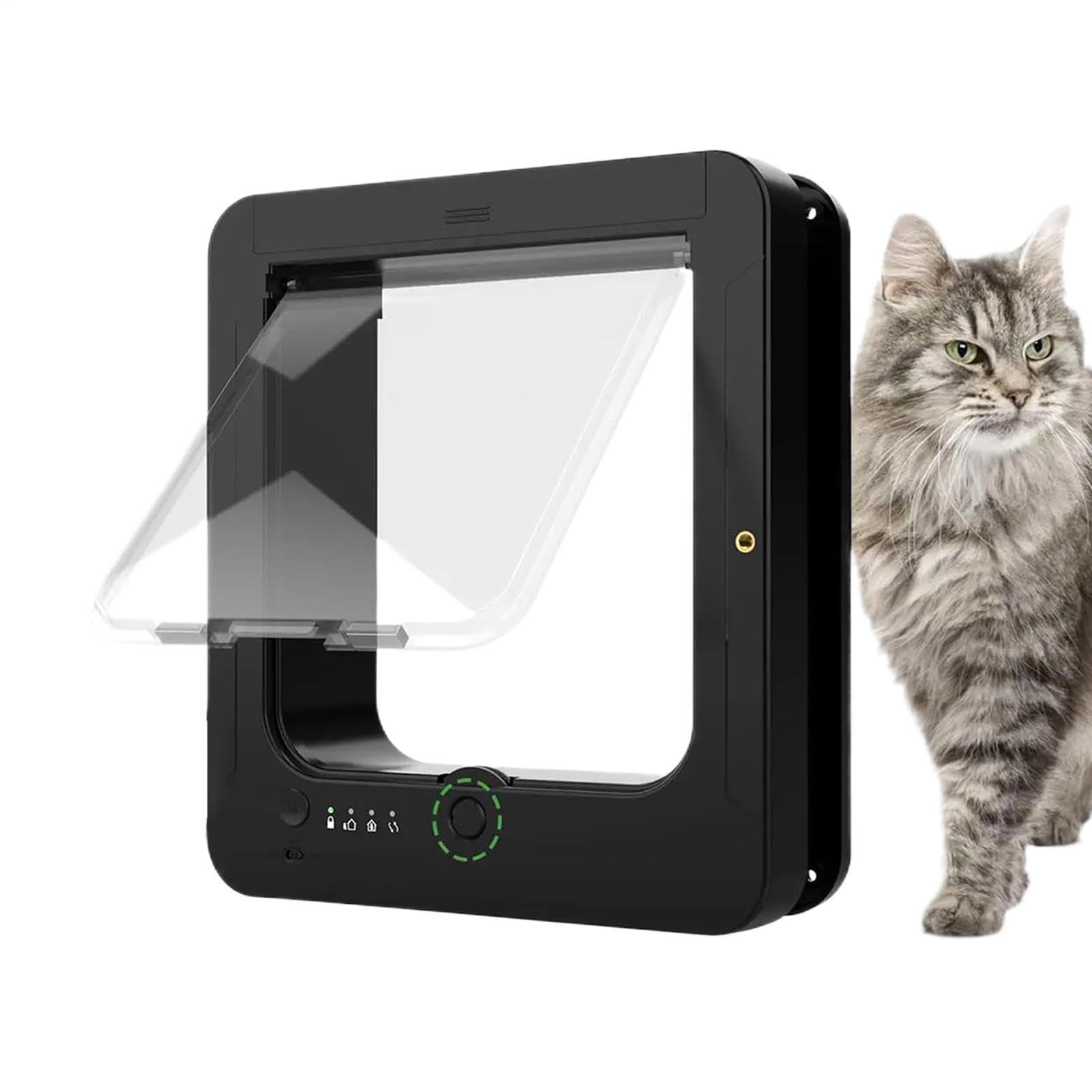 Mikrochip Katzenklappe Elektronische 4-Wege-Verriegelung Haustierklappe Mit | Winddichtes Hundetor für Innen Türöffnung Wand Terrasse Vorbau Balkon Flur Haus