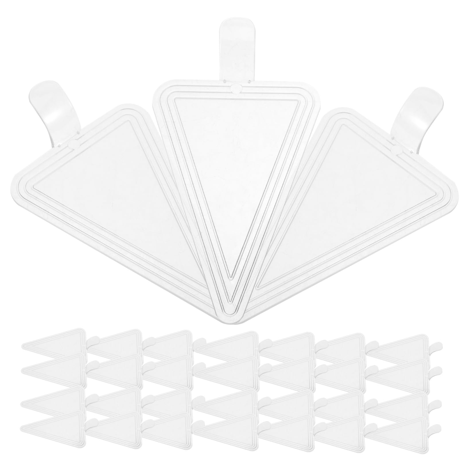 Cabilock 100pcs Reusable Thickened Plastic Cake Base Boards with Handle for Weddings Birthdays Bakeries Desserts Display Transparent Mousse Holders for Various Occasions