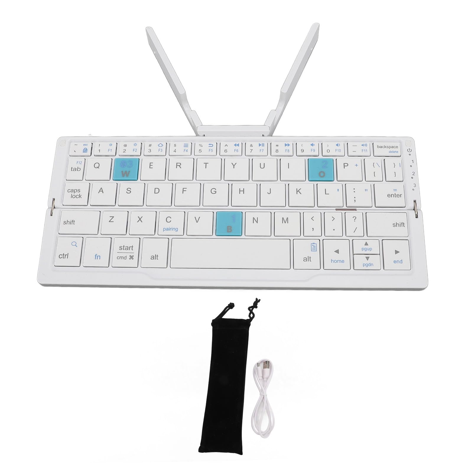Ausla Tastiera Pieghevole Portatile, in Lega di Alluminio e ABS, Wireless Bluetooth, Ideale per Smartphone, Tablet e laptop. (Bianco argento)