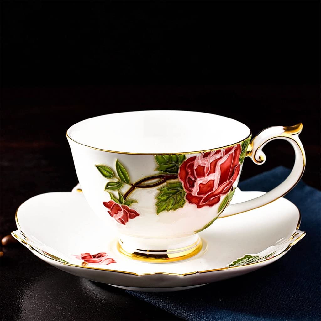 Zestaw 15 szt., wytłoczony porcelanowy zestaw filiżanek do kawy, taca do projektowania fryzury, taca na kubek pałacowy, vintage herbata party