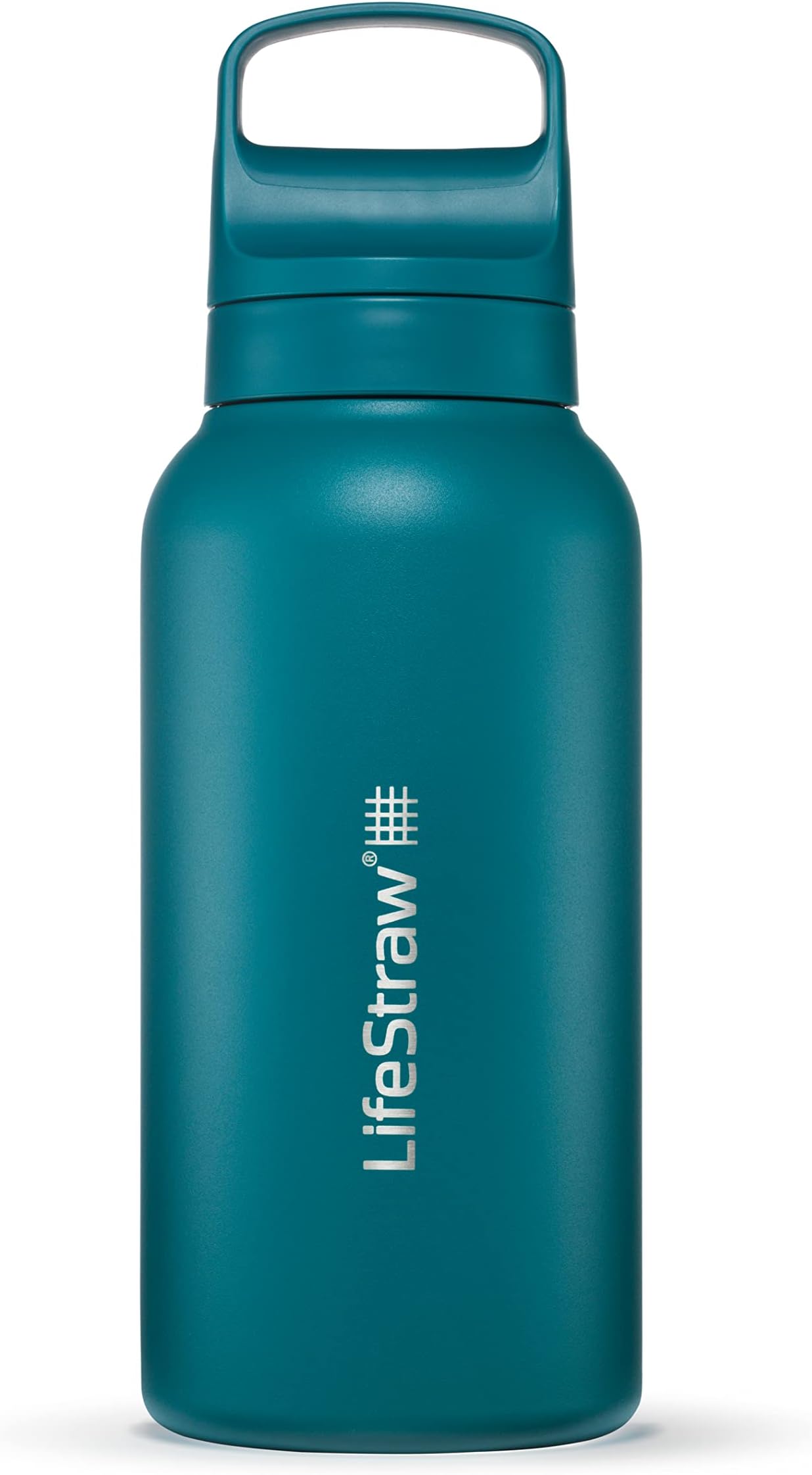 Go Series — Insulated Stainless Steel Water Filter Bottle for Travel and Everyday Use Removes Bacteria, Parasites and Microplastics, Improves Taste, 1L Laguna Teal