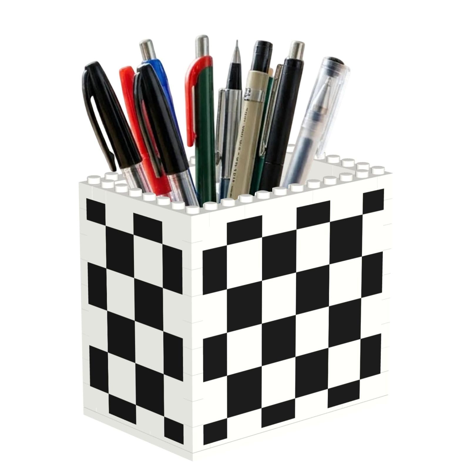 Poadnly Checkered Flag Racing, Pen Pot Pencil Holder for Office Home School, Compact Desk Organiser for Office Stationery