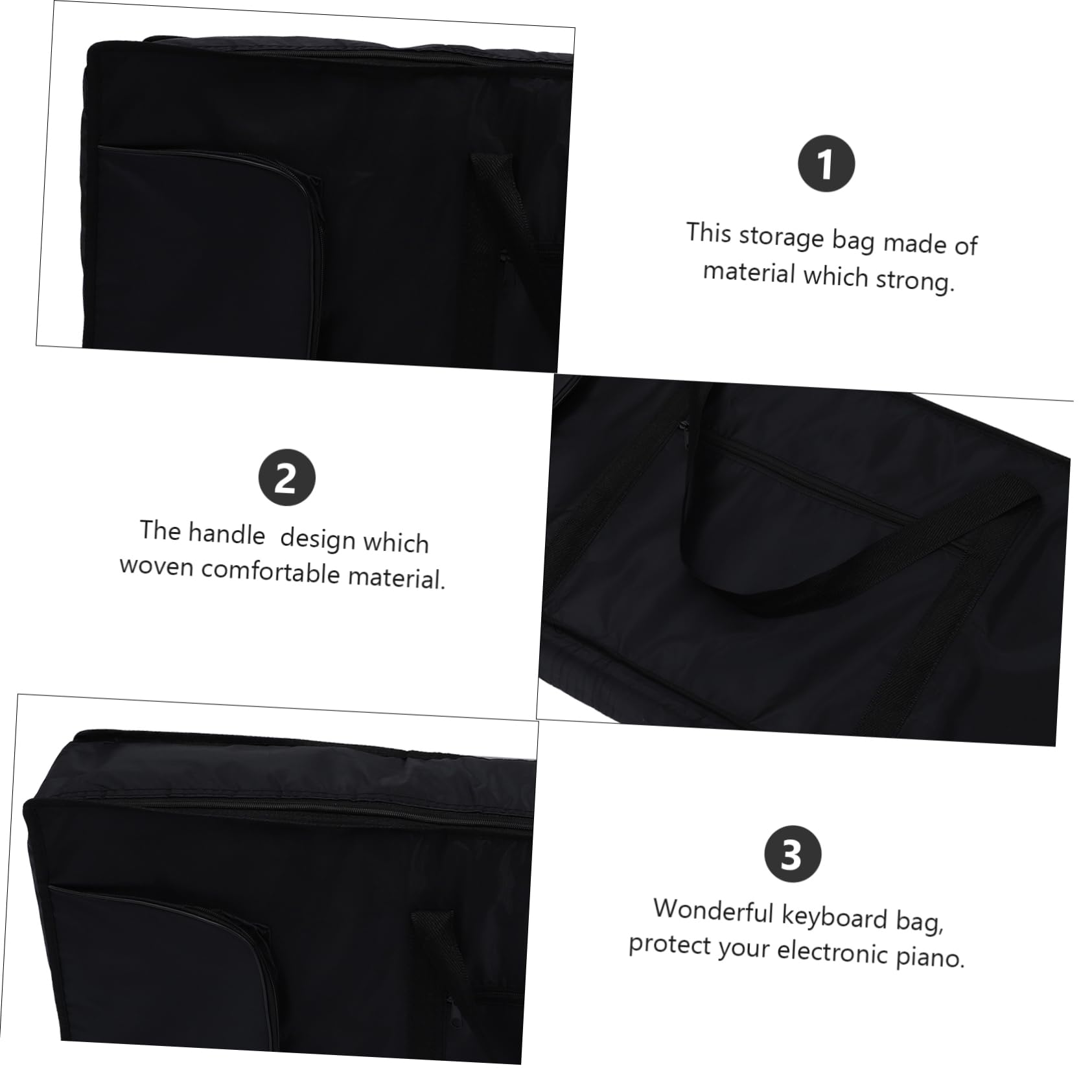 HANABASS 1Pc Durable Oxford Cloth Key Keyboard Bag Electronic Keyboard Handbag for Outdoor Use Double Carry Straps Black Color Design for Travel