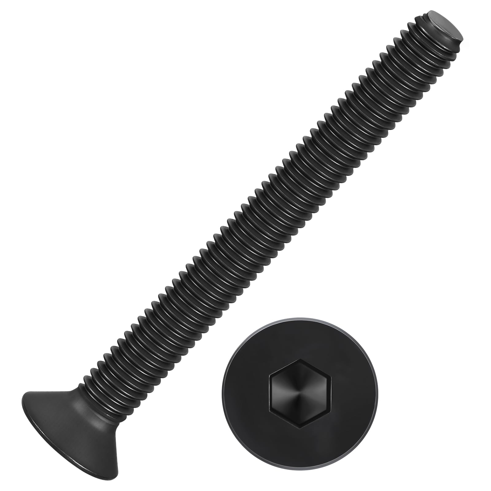 Kozelo 20Pcs Flat Head Socket Cap Screws - [M6-1 x 55], Carbon Steel Countersunk Bolts, Black, for Automotive, Furniture Repair, Industrial Equipment & Temporary Fixes