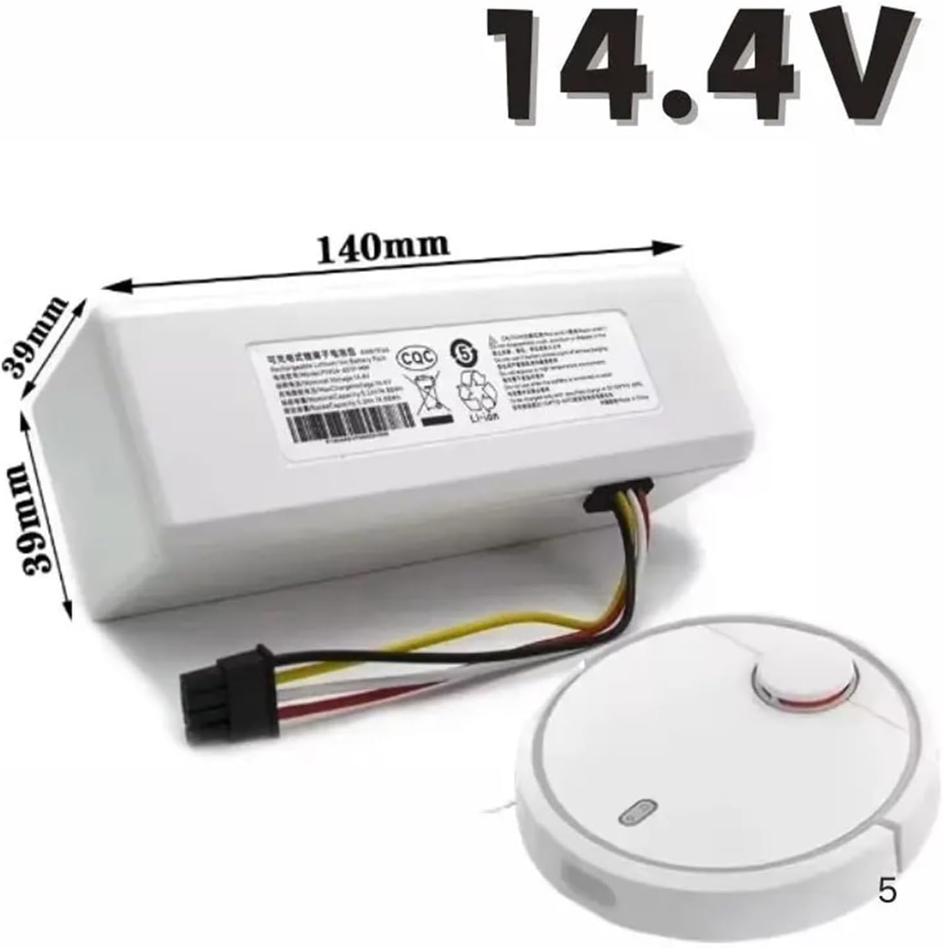 14.4V 5200MAH P1904-4S1P-MM Battery Replacement Accessories，Compatible For Xiaomi，1C Vacuum Cleaner Robot Replacement Battery(5200mAh 1pcs)