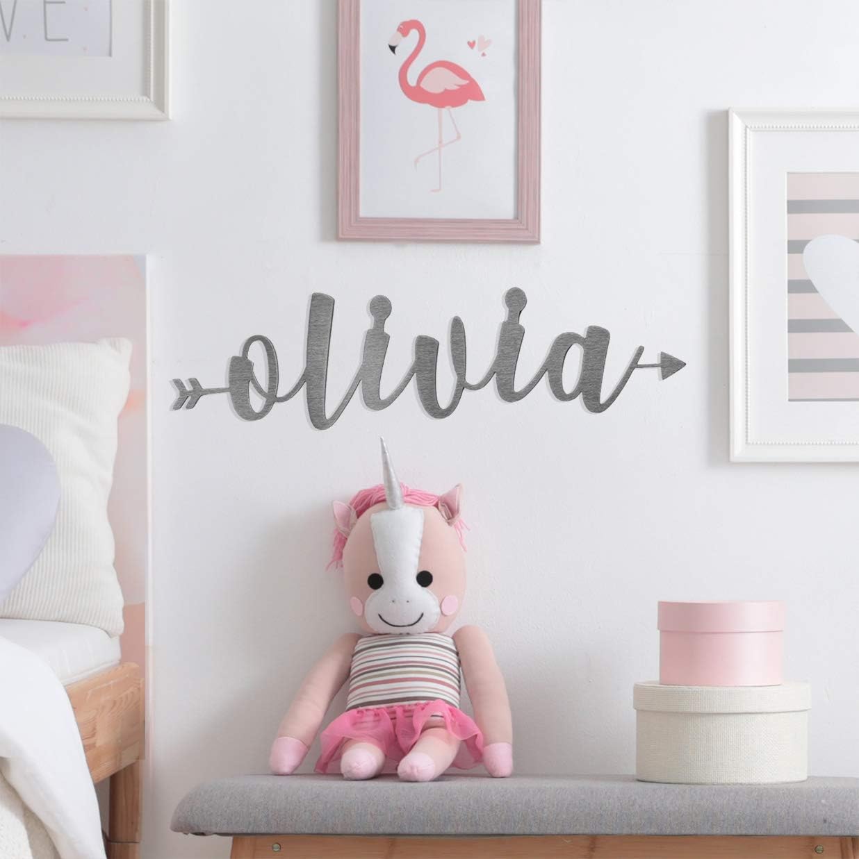 Calligraphy Arrow Name Sign – Custom Metal Wall Decor for Bedroom, Nursery, or Kids Room | Personalized Arrow Wall Art | Teen Room Decor | Baby Name Sign | Metal Name Sign (2 Sizes)