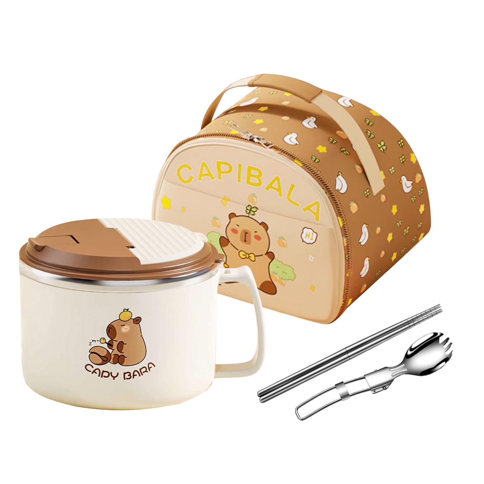 Juego De Tazón De , Adorable Diseño De Capybara, 1150 g, Cuenco De | Cocina Versátil, Plato De Sopa De Fideos Capybara, Diseño Portátil Ligero Para Sopa Fideos, Ensalada, Cereales