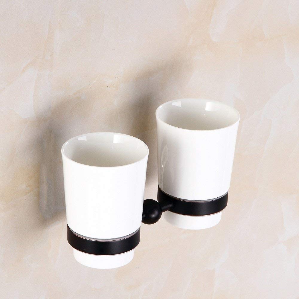 GZZ Soporte de Vaso Negro del Cepillo de Dientes del Cuarto de baño Antiguo, Soporte de Vaso casero montado en la Pared del Cepillo de Dientes del Cuarto de baño del Hotel