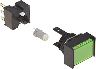 Omron A16L-JGM-24D-1 Two Way Guard Type Pushbutton and Switch, Solder Terminal, 16mm Mounting Aperture, LED Lighted, Momentary Operation, Rectangular, Green, 24 VDC Rated Voltage, Single Pole Double Throw Contacts