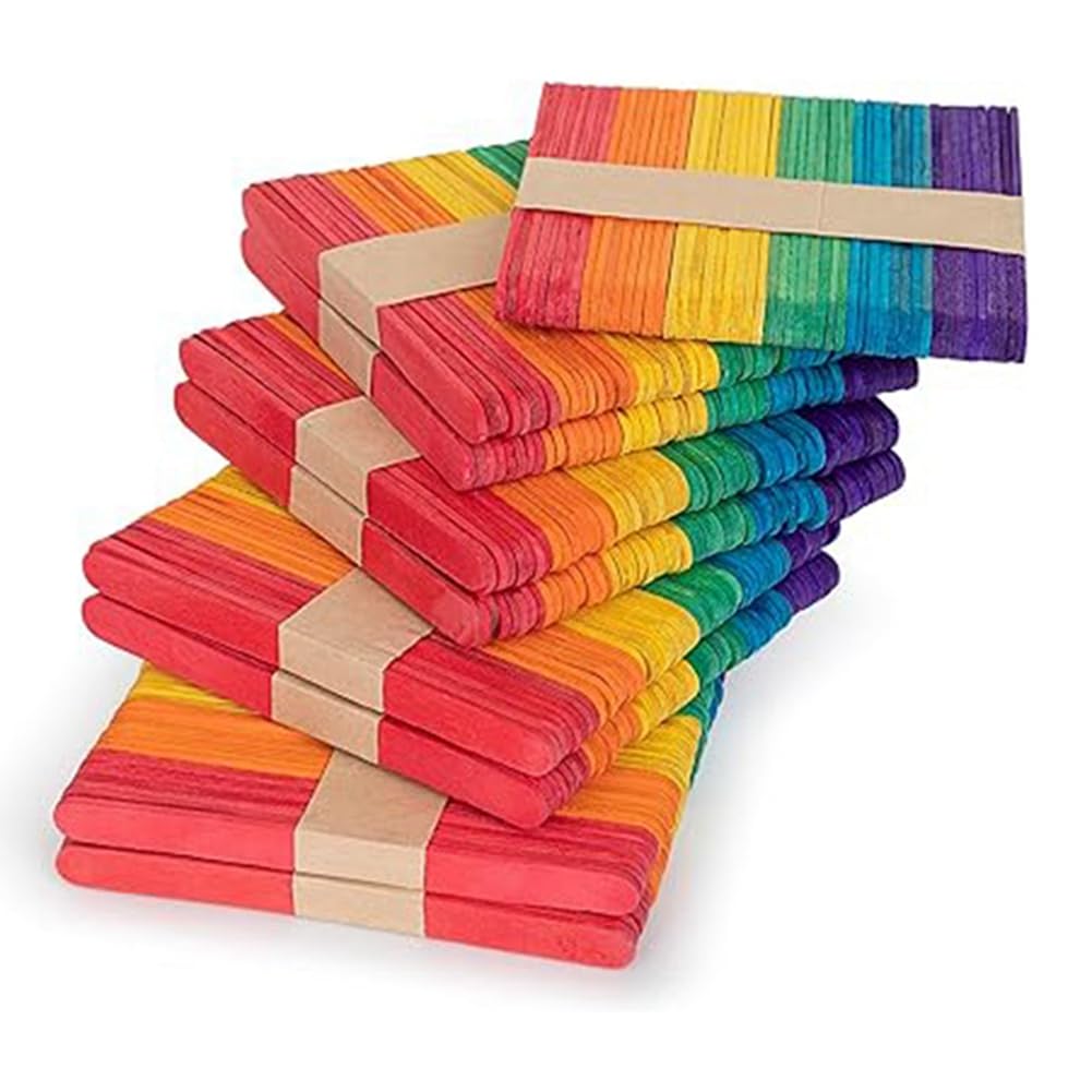 CBTONE Bastoncini Colorati Per Ghiaccioli – 500 Pezzi In Legno – 15,2 Cm – Colori Vivaci (Giallo, Verde, Viola, Blu, Rosso, Arancione) - 2