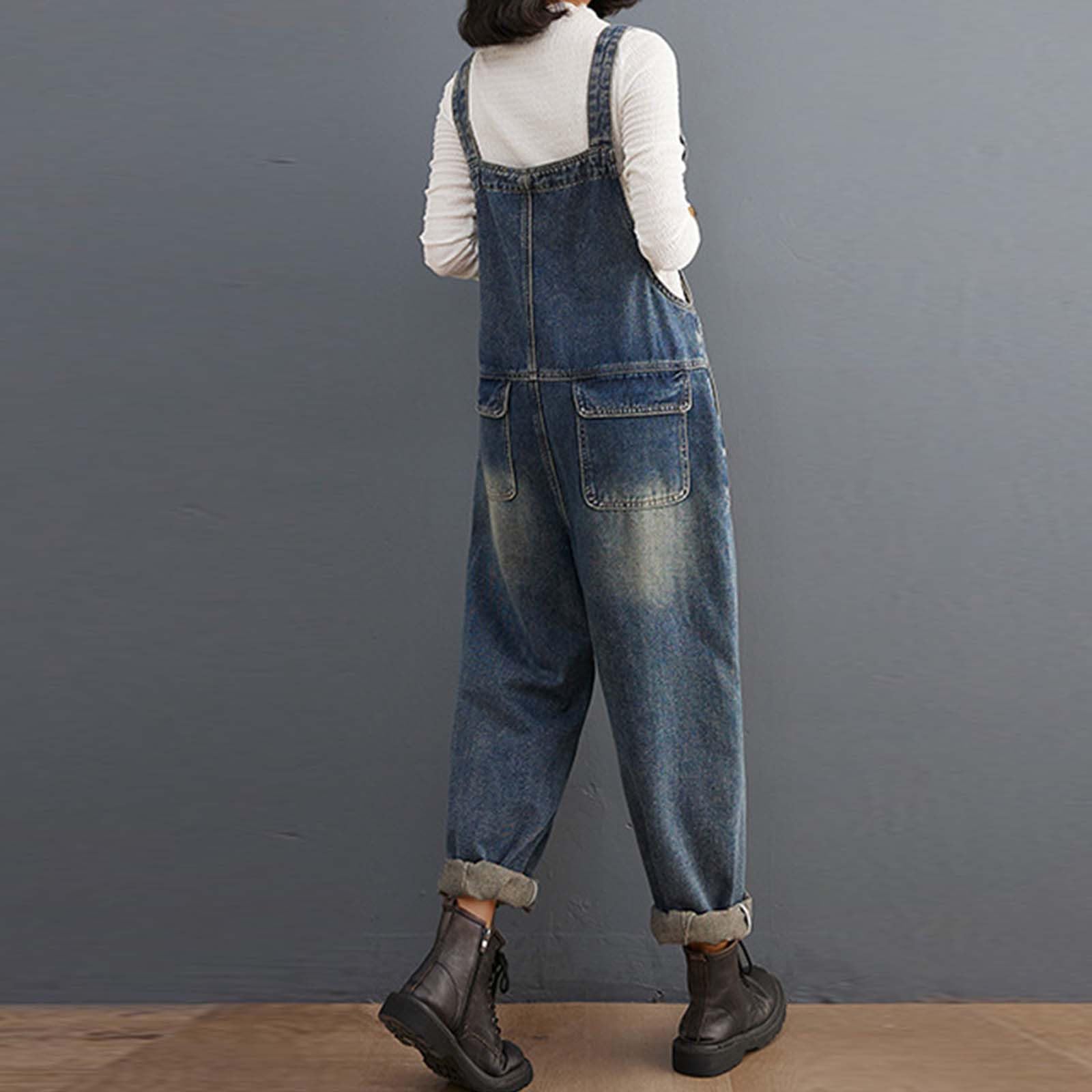 Peto Mujer Vaquero Mono Casual Overol Trabajo Elegante Macacao Ancho Tezano Largo Largos Tallas Grandes Informal para Talla Grande Hippie