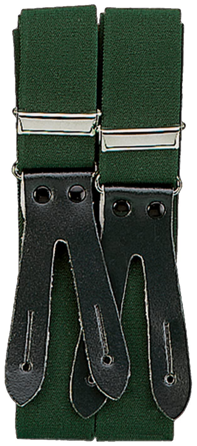AKAH Bretelles de chasse avec sangles en cuir Vert olive Longueur réglable uni Sangle élastique pour boutons