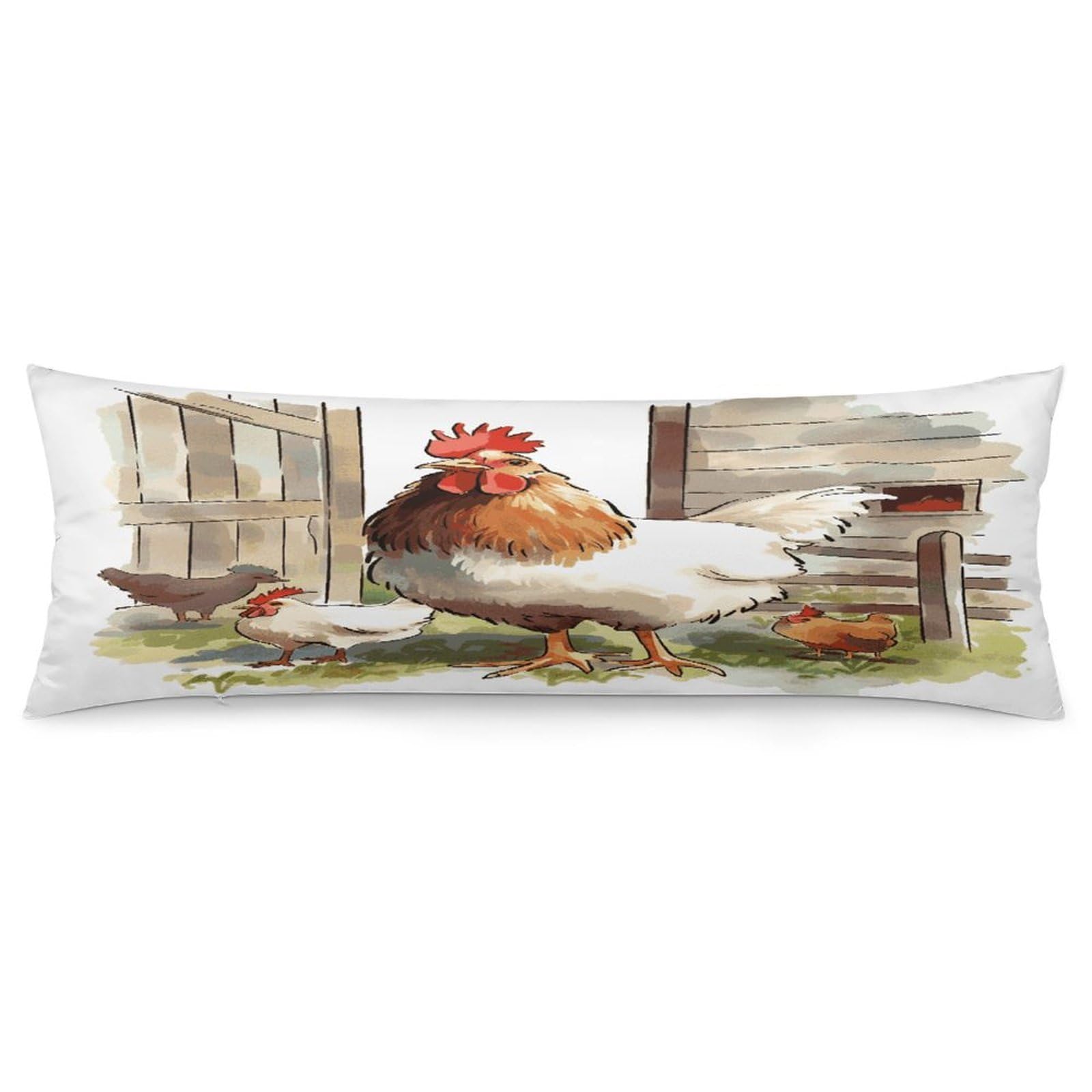 Farm Animals Pillowcase Decorative Long Body Pillow Case Soft Breathable Body Pillow Cover Modern Large Pillowcase Cute Body Pillow Pillowcases for Bedroom Couch 18.9 X 53 Inch