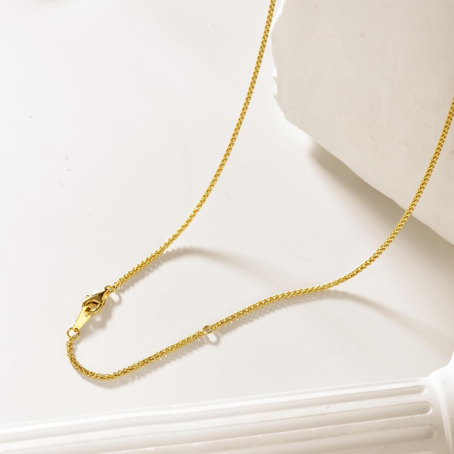 14K Gold Chain Necklace for Women, Simple 20in Gold Chain, Hypoallergenic & Durable for Everyday Wear, Ideal Festival Jewelry Gift for Girlfriend Wife or Mother,1.4mm Wheat/1.6mm Cable/1.8mm Rope
