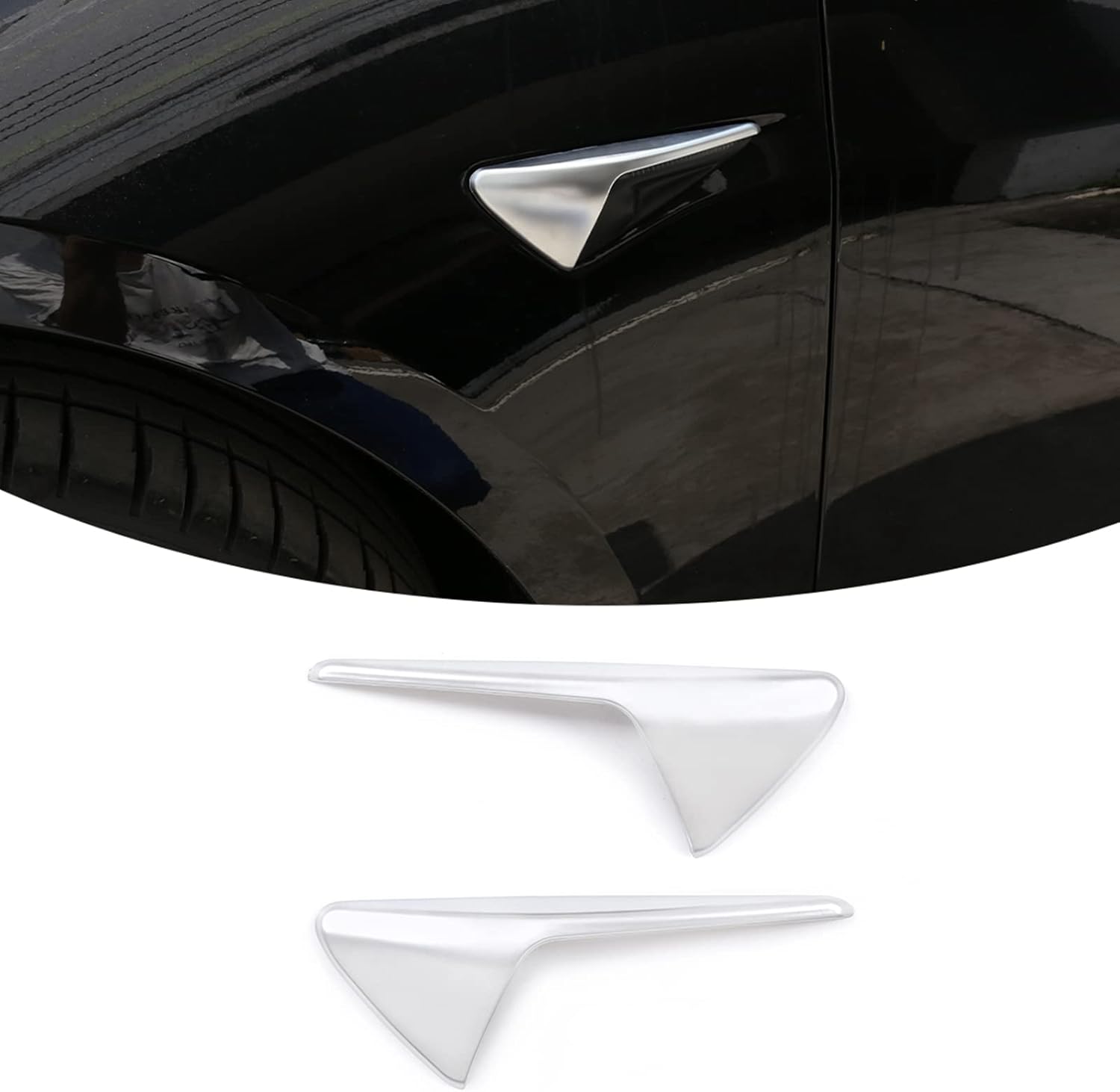 Side Camera Cover for Tesla Model 3/Y 2017-2022, ABS Material, Silver Pattern, Easy Install, 2 Pack