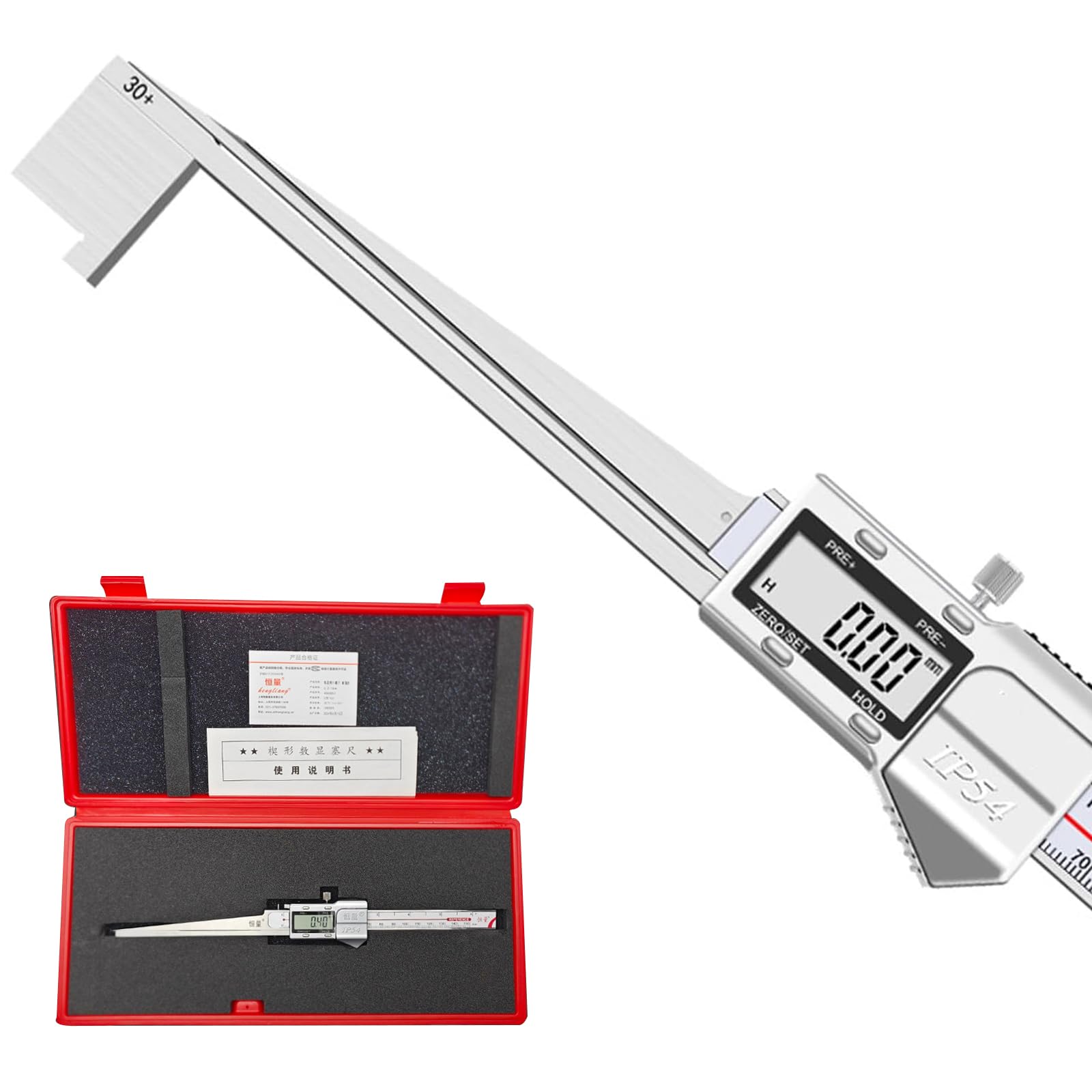 Medidor de cuña de soldadura, calibre cónico digital, precisión ± 0,03 mm, resolución 0,01 mm, rango de medición de 1 a 50 mm para moldes y componentes eléctricos