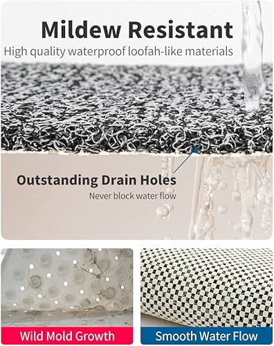 Miniatura 4 de Tapete de ducha antideslizante, cómodo tapete de baño para superficie texturizada, secado rápido, fácil limpieza, tapete de ducha para áreas