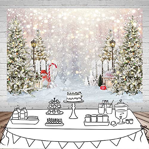 Mocsicka Winter Wonderland Snowflake Backdrop Glitter Snowy Forest Pine Tree Photography Background Vinyl Christmas Xmas Holiday Party Decor Banner Newborn Baby Portrait Studio Booth (7X5Ft) #TOP1