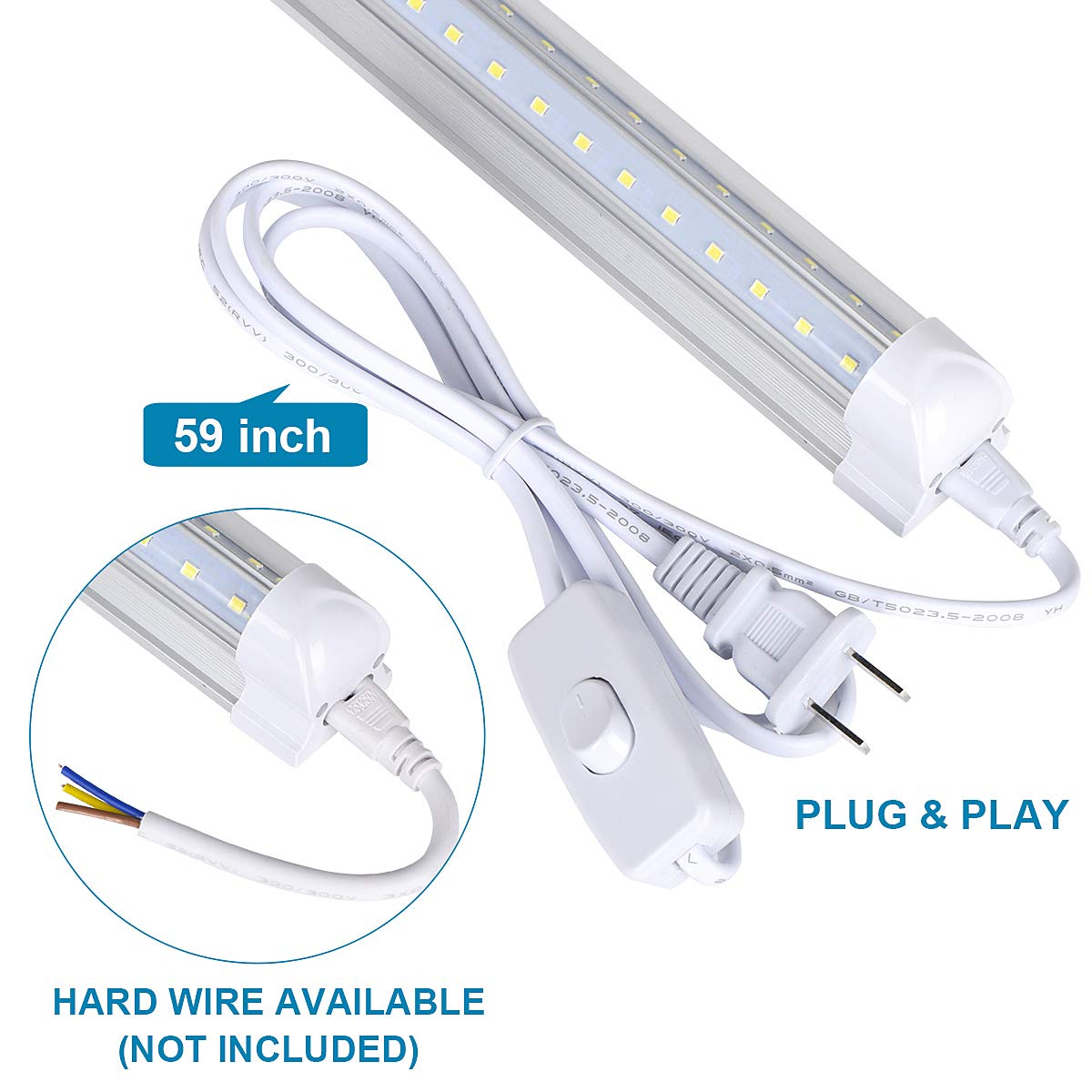 12-Pack 8ft LED Shop Light Fixture 100W 15000LM 6000K Cold White V Shape Clear Cover Hight Output Linkable — view 2