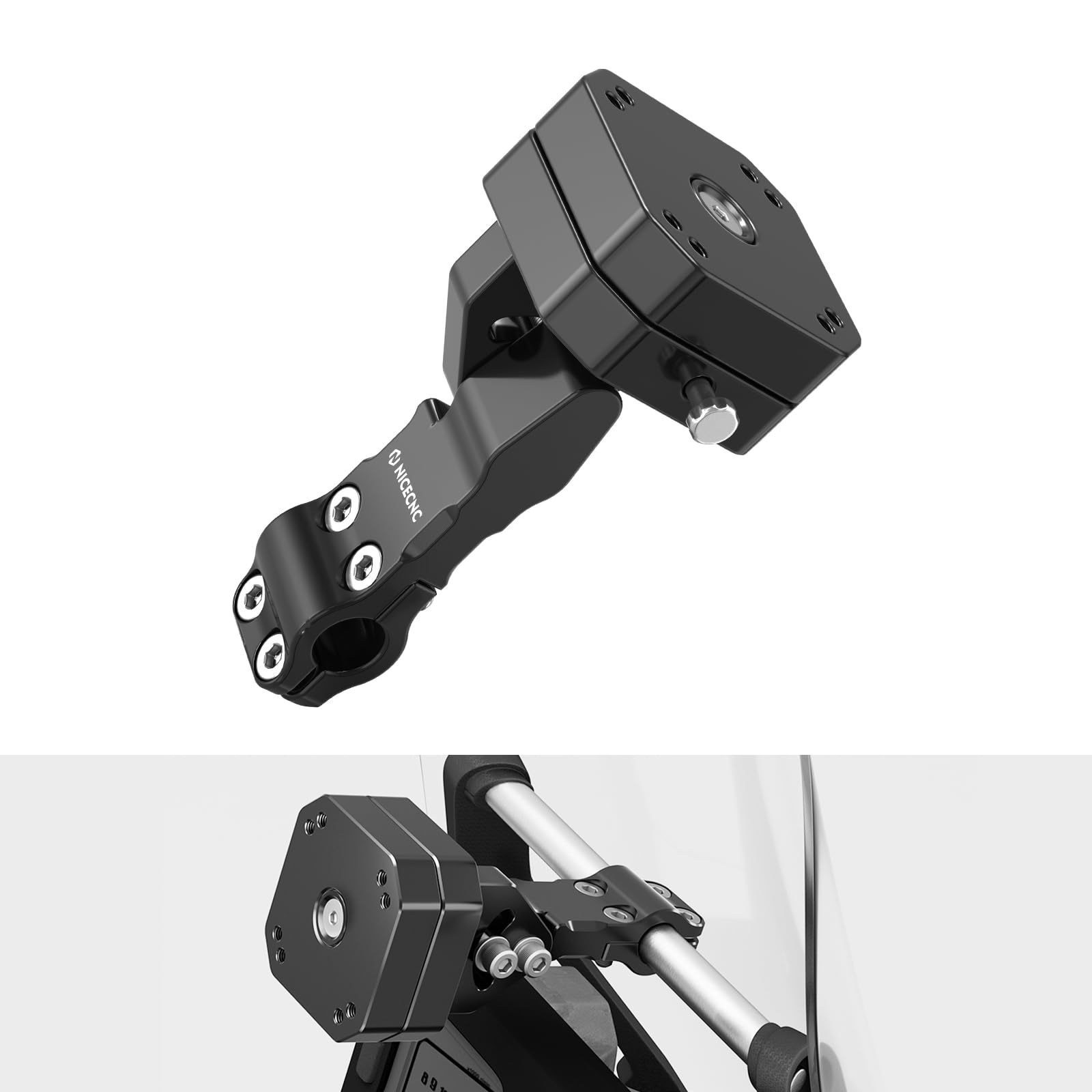 NICECNC Black Adjustable GPS Mount Bracket Compatible with Yamaha Tenere 700 Compatible with Honda Africa Twin 2016-2019 Camel ADV Brace Kit for at See Fitment-image-35