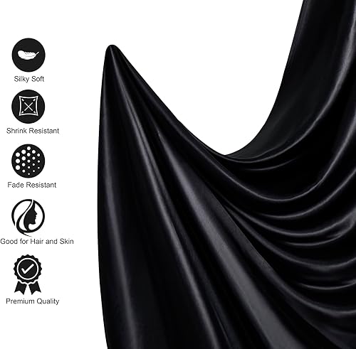 Miniatura 3 de Lanest Housing Silk Satin Sheets, Queen Size Satin Bed Sheet Set with Deep Pockets, Cooling Soft and Hypoallergenic Satin Sheets Queen - Black