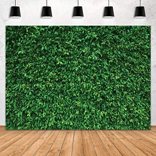 Aperturee 7x5ft Green Leaves Wall Backdrop Spring Nature Lawn Safari Outdoorsy Photography Background