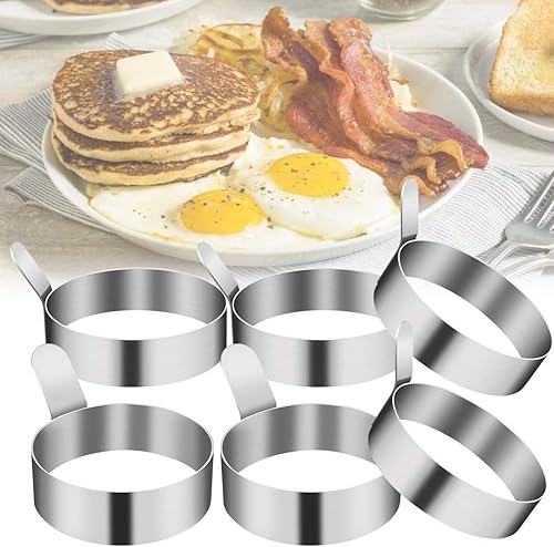 Miniatura 2 de 6 moldes para huevos de huevo, anillos de acero antiadherentes para freír huevos, panqueques, sándwich, cocina, carne de res, utensilios de cocina