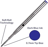 Vista 2 de Monteverde Soft Roll Ballpoint Refills Compatible with Montblanc Pens, Gel Ink, 5 Pack, Bulk Packed, Medium Point, M43 (Dark Blue)