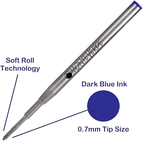 Miniatura 4 de Monteverde Soft Roll - Recambios de bolígrafo compatibles con bolígrafos Montblanc, tinta de gel, paquete de 5, embalaje a granel, punta media, M43