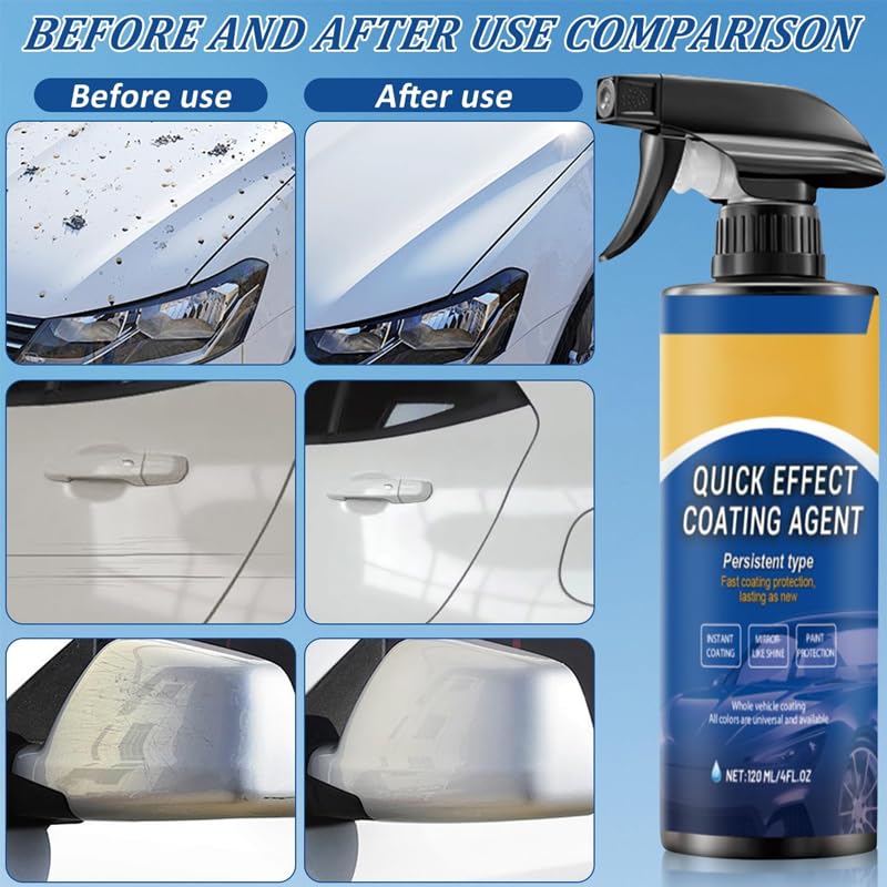 Quick Effect Coating Agent for Car: 3-in-1 Ceramic Sealant Spray - Hydrophobic Ceramic Paint Car Wax Sealant Spray for Paint, Glass, Plastic and Meta (3 pcs) - 3