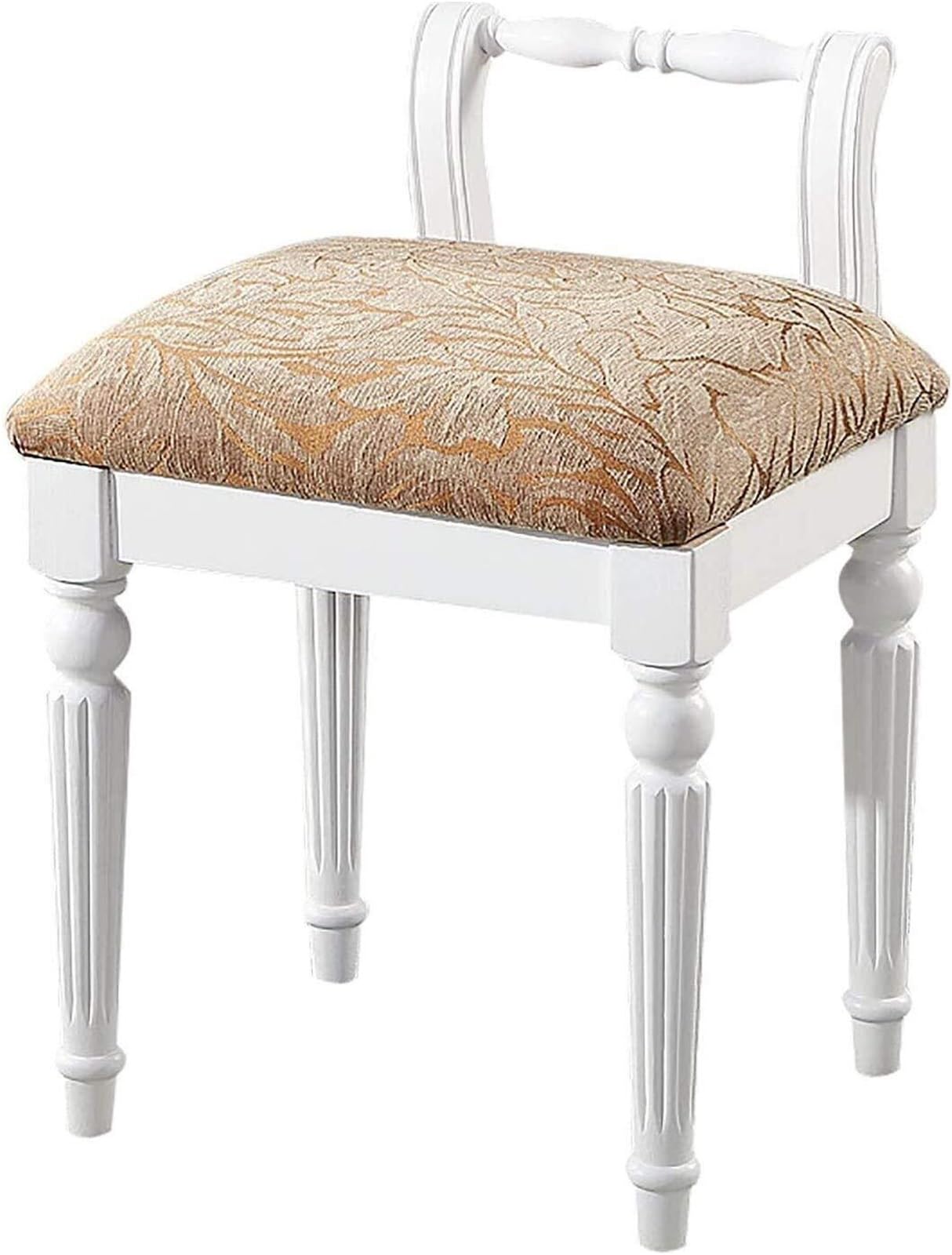 Silla de respaldo bajo para tocador y taburete de maquillaje de madera