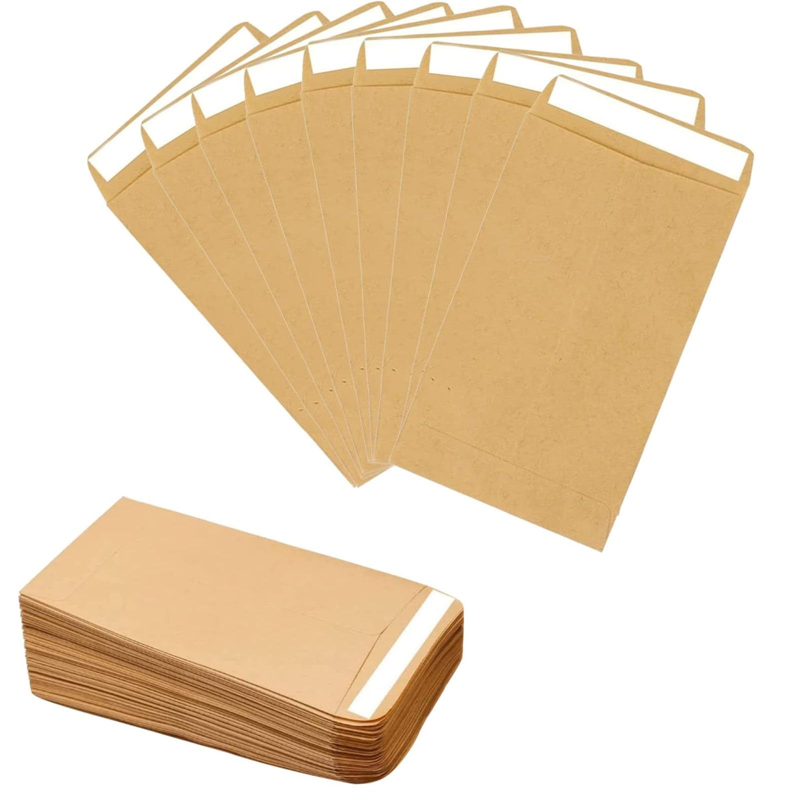 150 PCS Small Envelopes, 2.4 * 3.9 Inch Self-Adhesive Small Brown Money Mini Envelopes Packing Storing for Items Wages Beads Notes