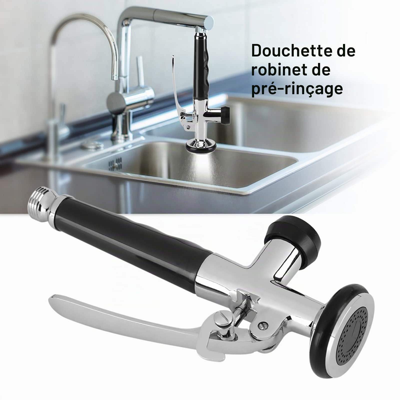 Bec Douchette à de Cuisine pour Lavabo, Robinet de Lavabo Compact en Inoxydable Pommeau de Douche pour Cuisine Industrielle Filtre Autonettoyant pour Evier d'hôtellerie Remplacement