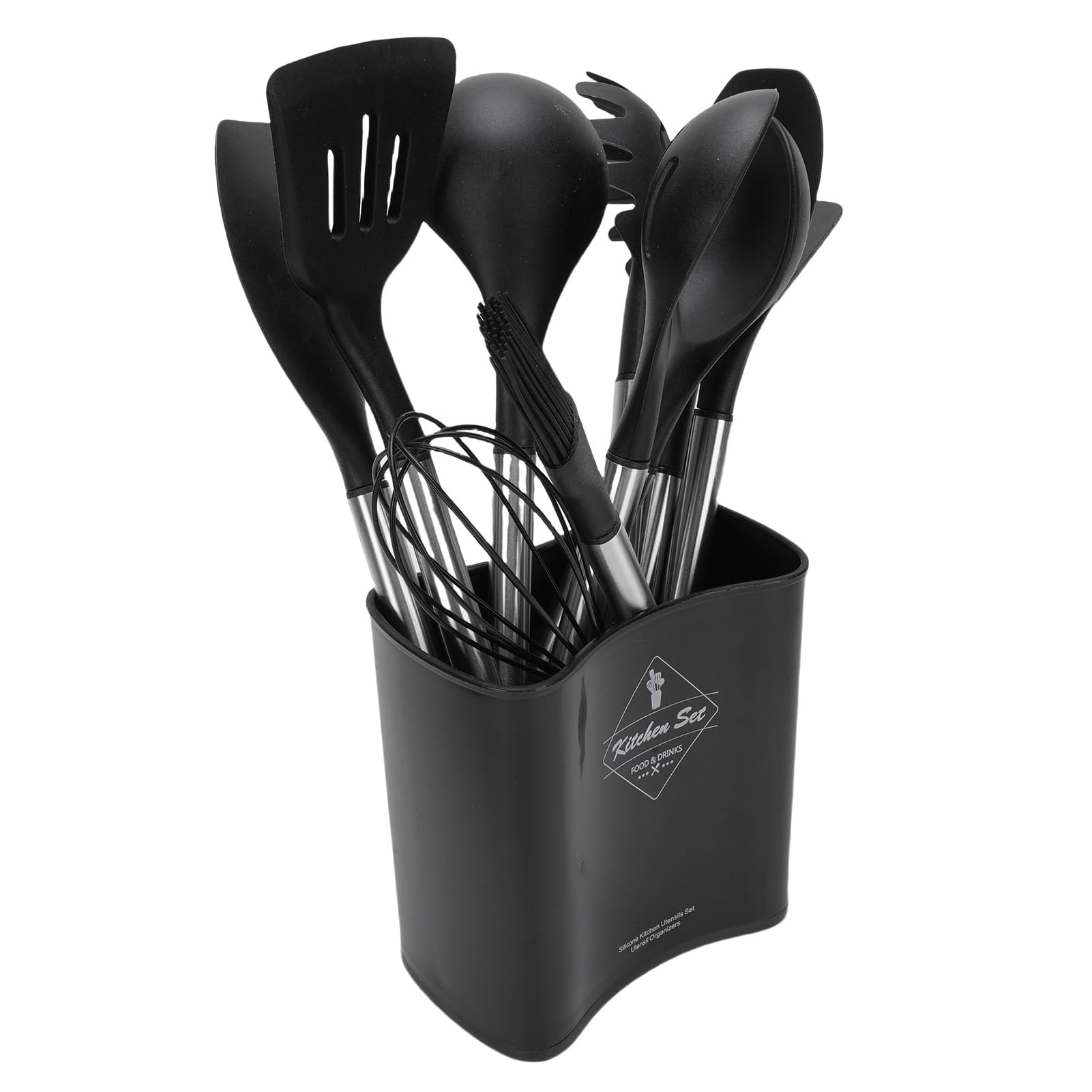 Juego de Utensilios de Cocina de Silicona Resistente Al Calor, Juego de Utensilios de Cocina Ki, de de Silicona Resistentes Al Calor con de Acero Inoxidable, 10 Piezas, sin de, Kit de