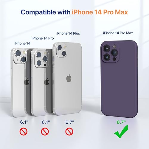 Miniatura 6 de Miracase - Funda diseñada para iPhone 14 Pro, de silicona líquida a prueba de golpes, 1 protector de pantalla, compatible con Magsafe, 6.1pulgadas,