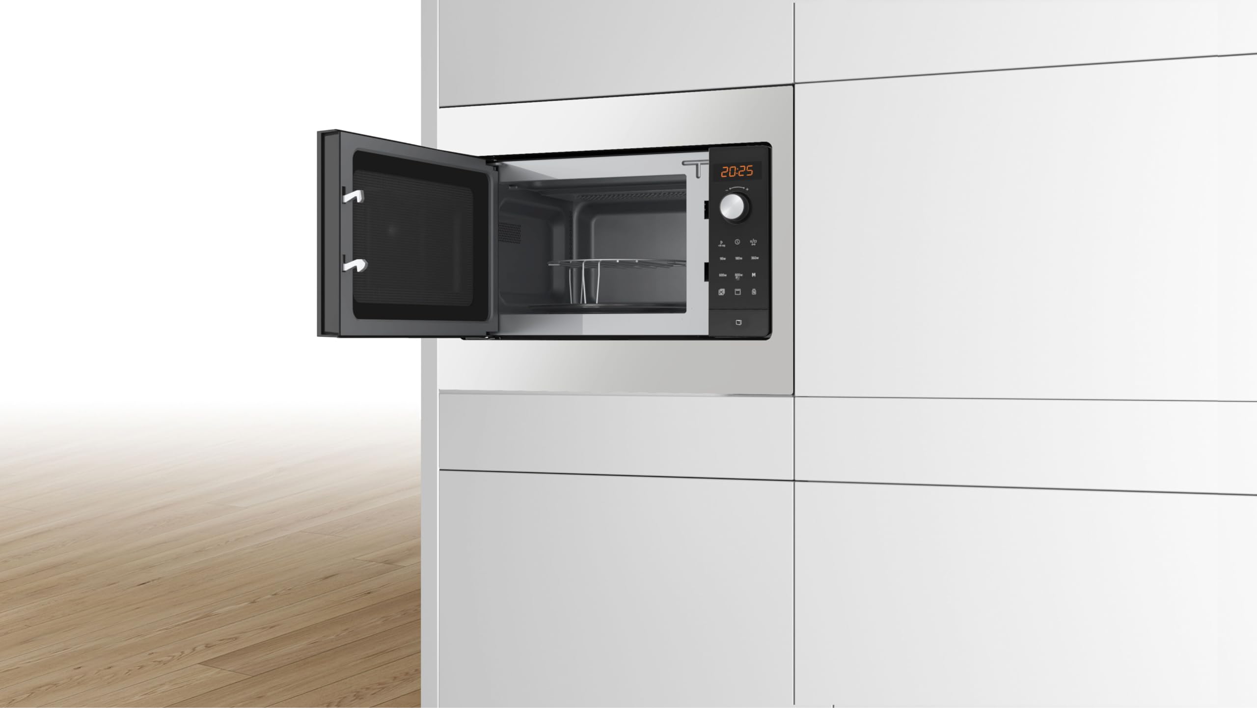 Balay 3CG5142X3 Mikrowelle integrierbar, Grill, 50 x 38 cm, 800 W, 20 l, elektronische Uhr, Ap. Seite links, Edelstahl