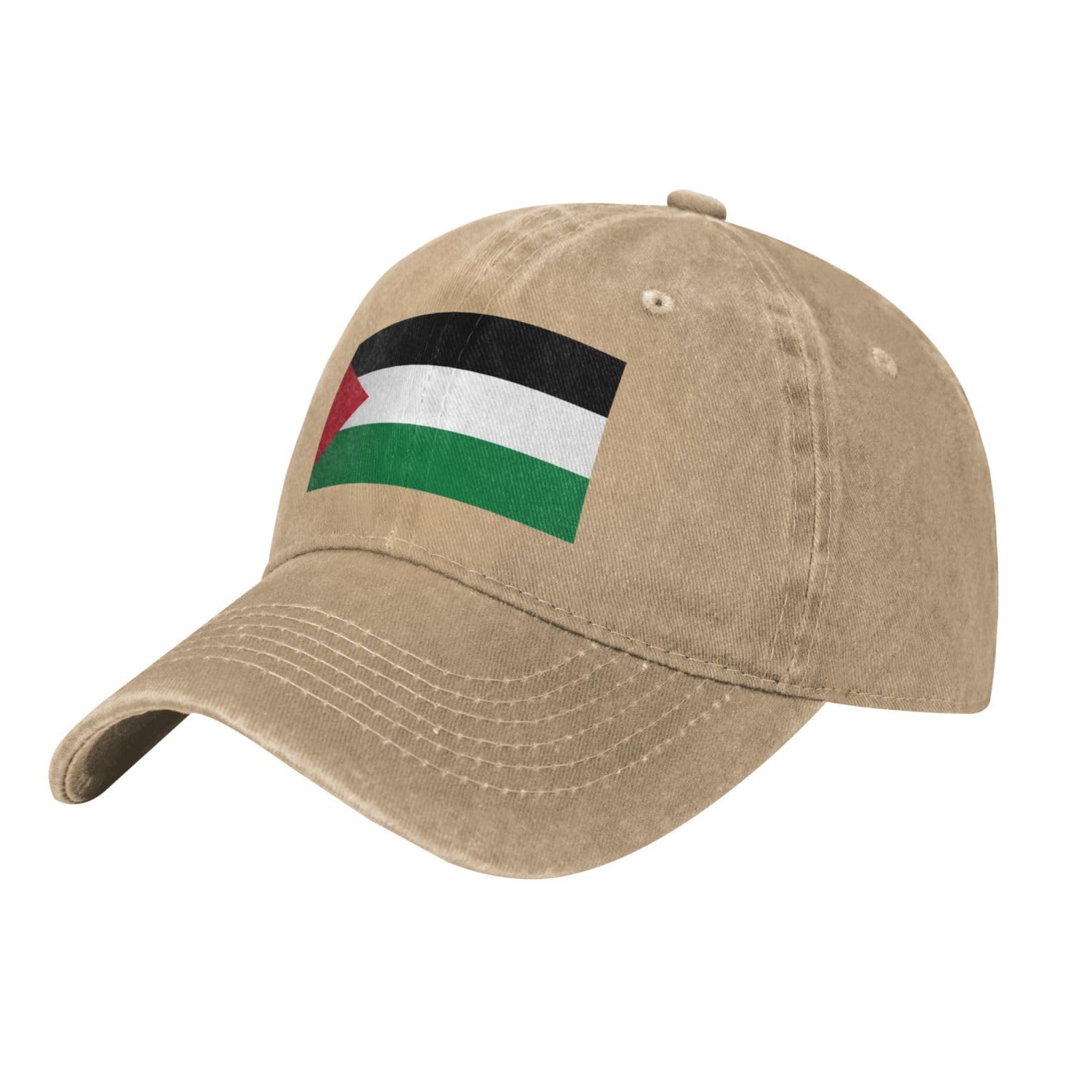 Whjdpp Unisex Natural Black Flag Of The State Of Palestine Picture Washed Cowboy Baseball Cap For Adults - Stylish And Breathable Hat