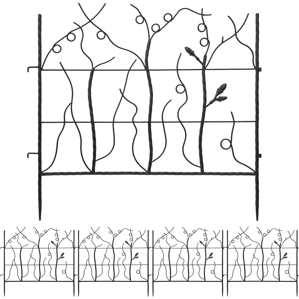 Amagabeli Garden Home Decorative Garden Fence-Outdoor Coated Rustproof Metal Fencing Animal Barrier Iron Folding Edge Wire Border Fence Ornamental for Patio Landscape Bed-66 CM(H) x77 CM(W)-5 Panels