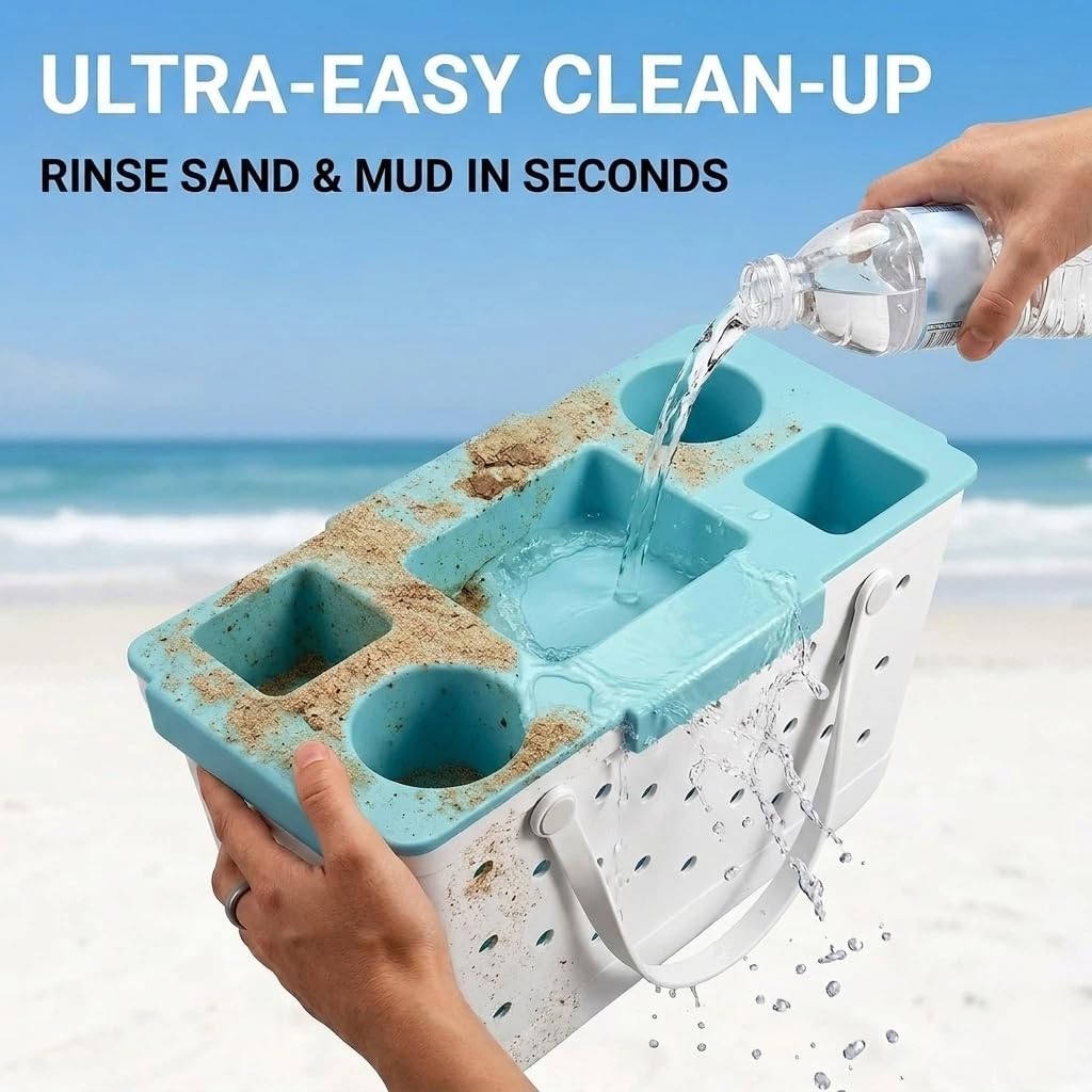 Topper Tray for Bogg Bag X-Large - Durable EVA Top Storage Lid & Cup Holder - Large Removable Tote Insert Divider and Organizer for Snack, Drinks - Beach, Pool, Travel Essentials (Mint Green)